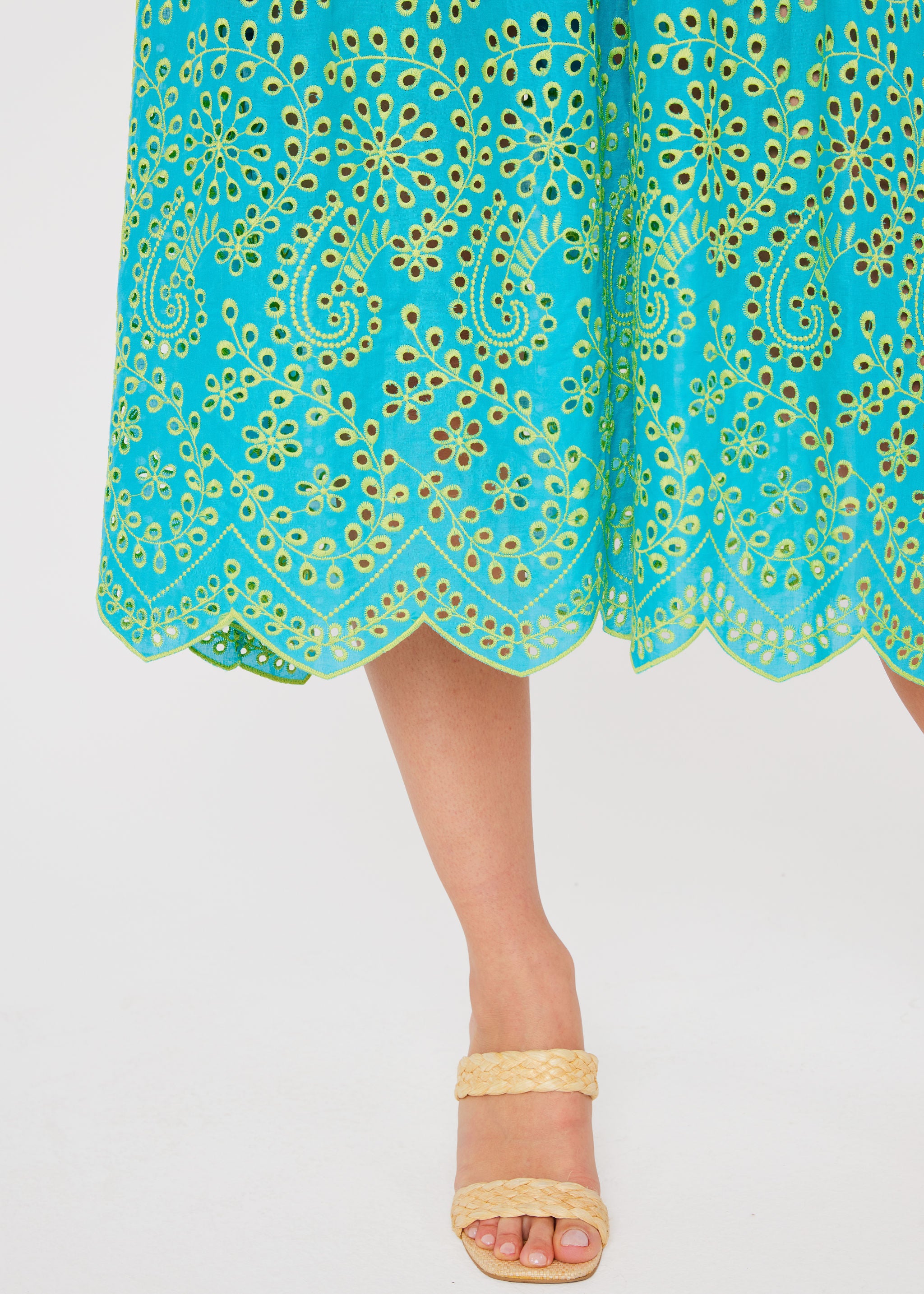Eden Skirt Teal and Chartreuse Jasmine Eyelet