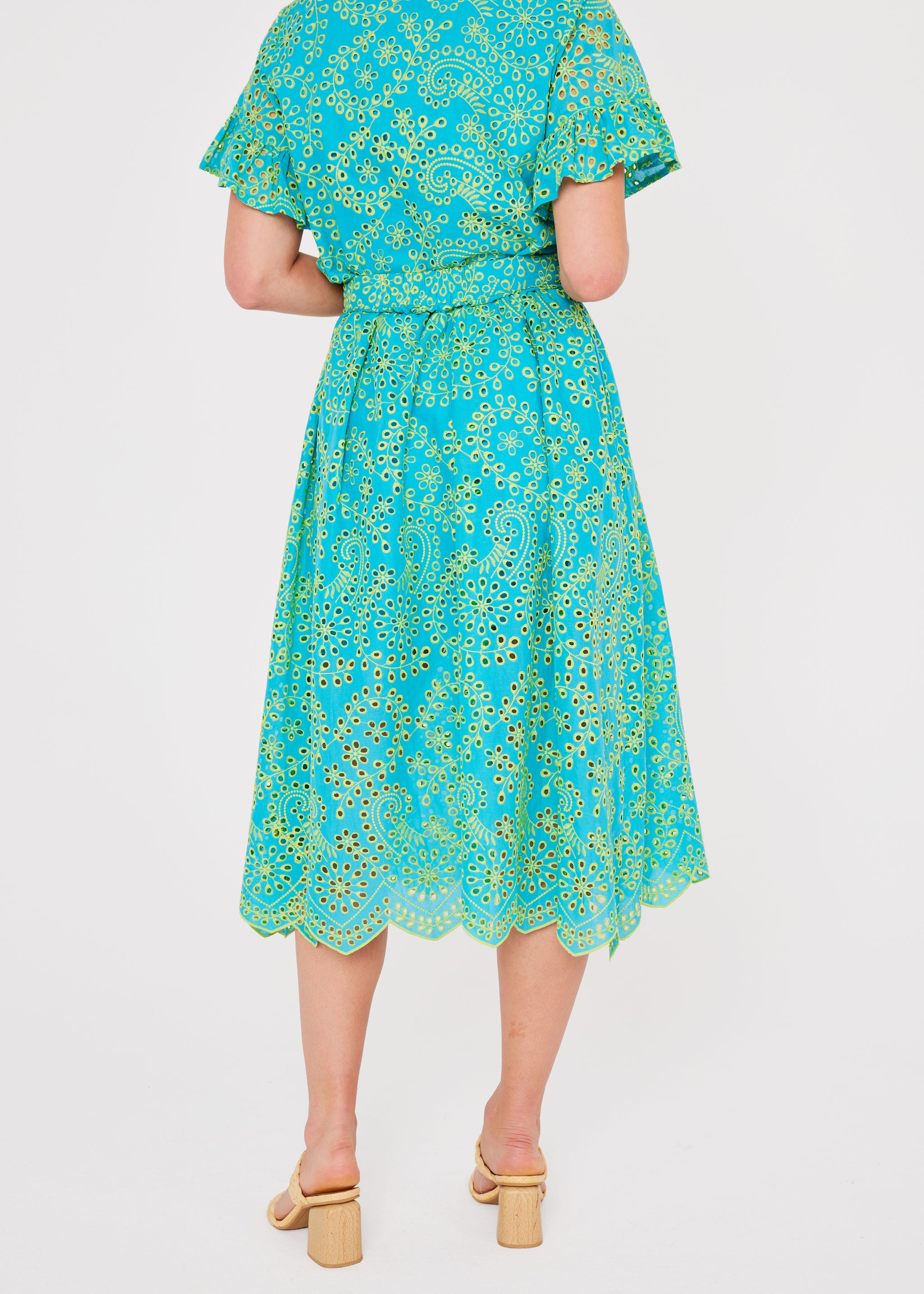 Eden Skirt Teal and Chartreuse Jasmine Eyelet