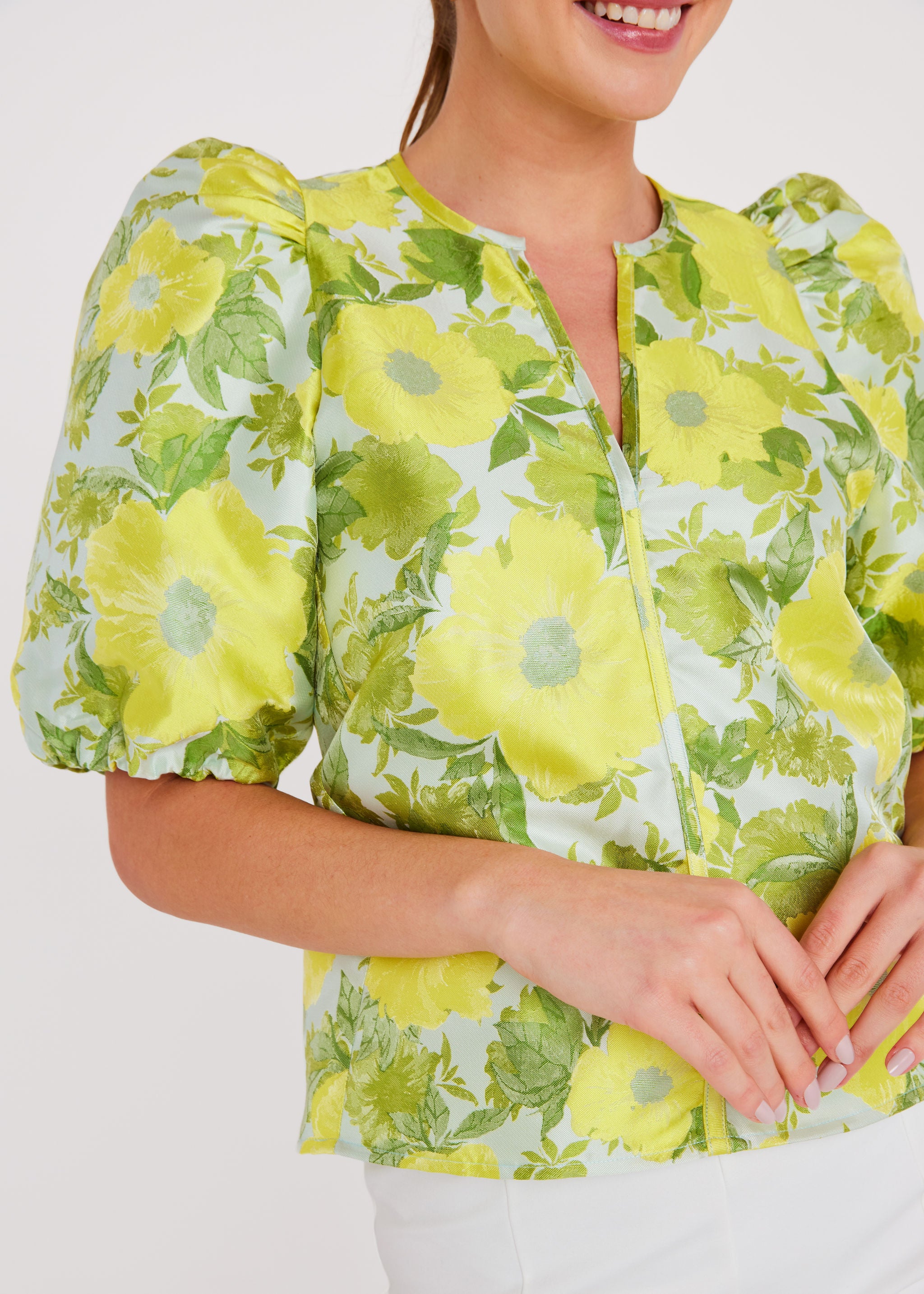 Florence Top Citron Garden Jacquard