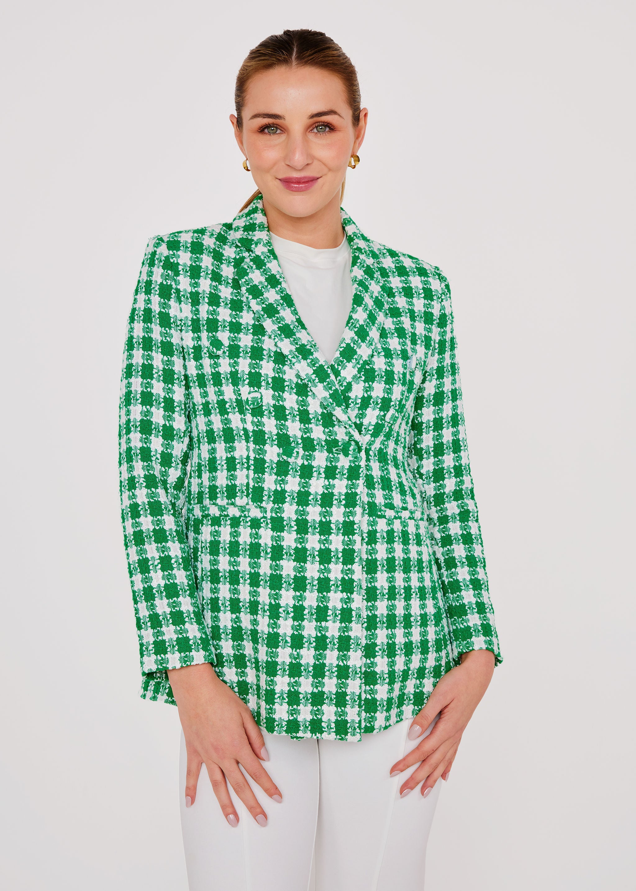 Calvin Blazer Augusta Green Check Tweed