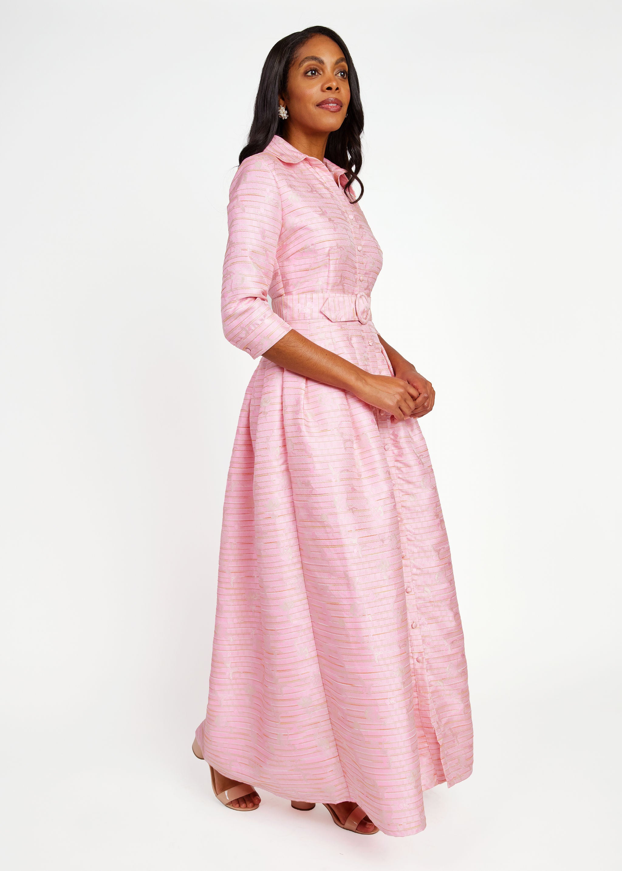 Cecilia Gown Pink Textured Dupioni