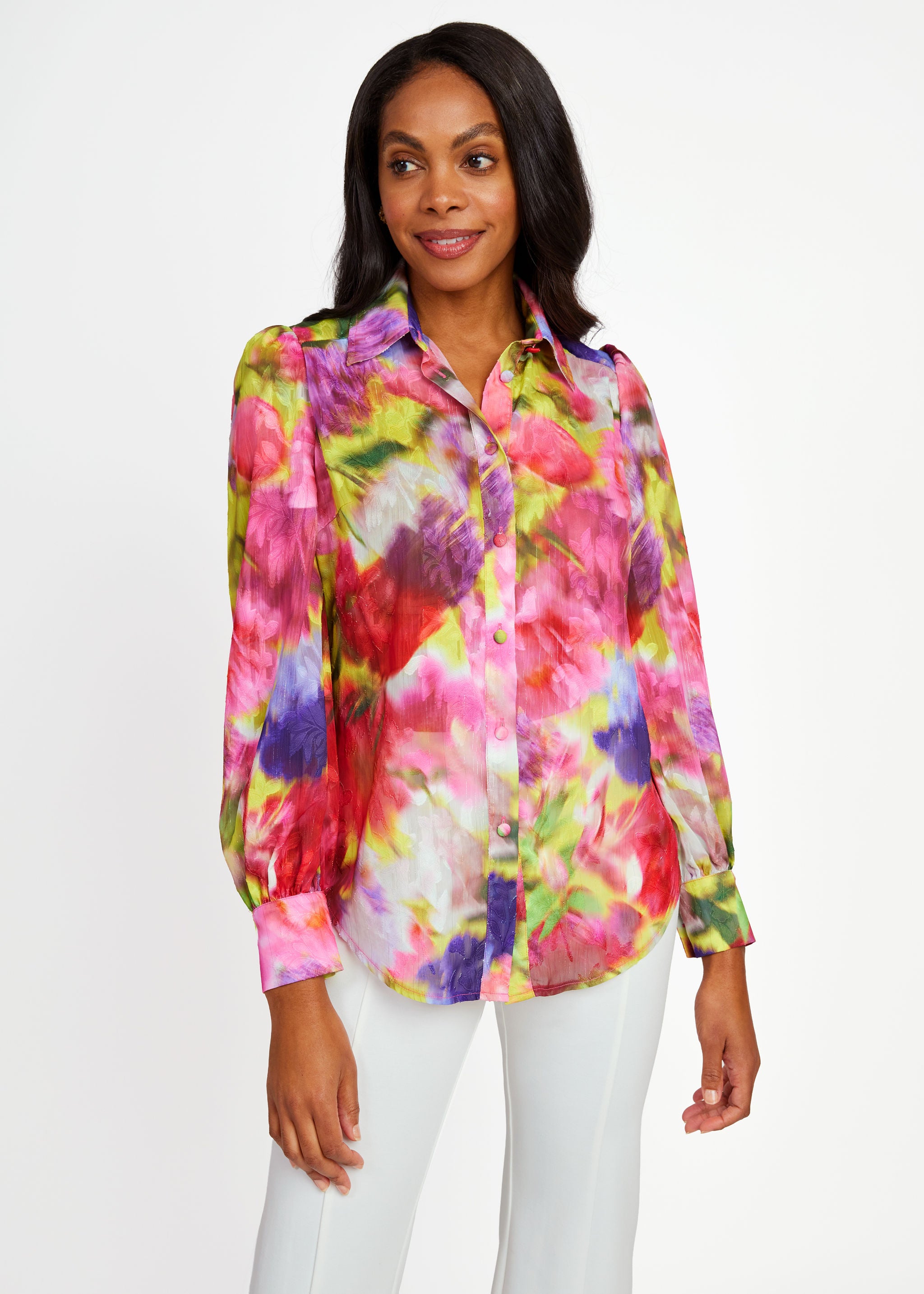 Ellen Blouse Art Bloom Chiffon