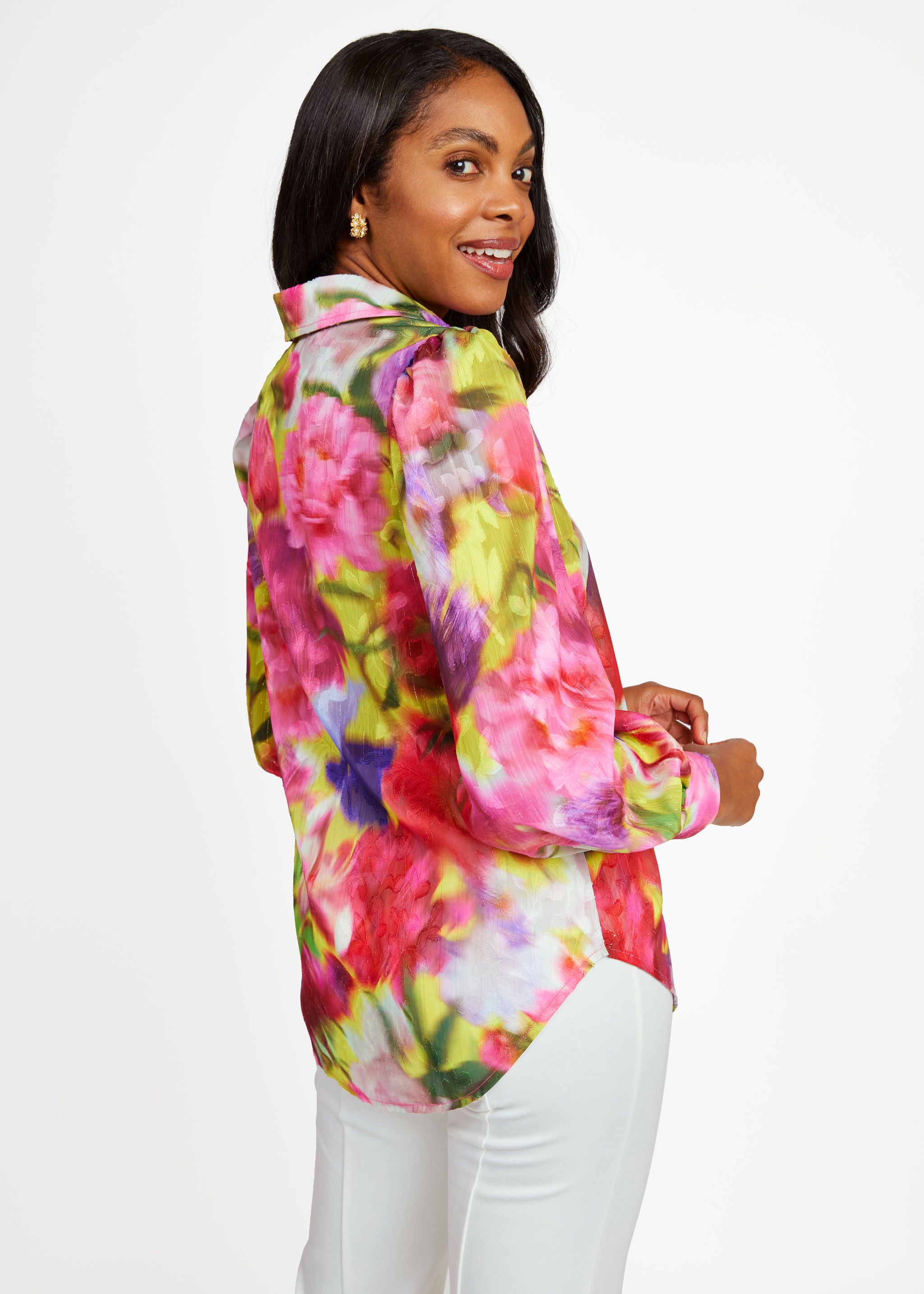 Ellen Blouse Art Bloom Chiffon