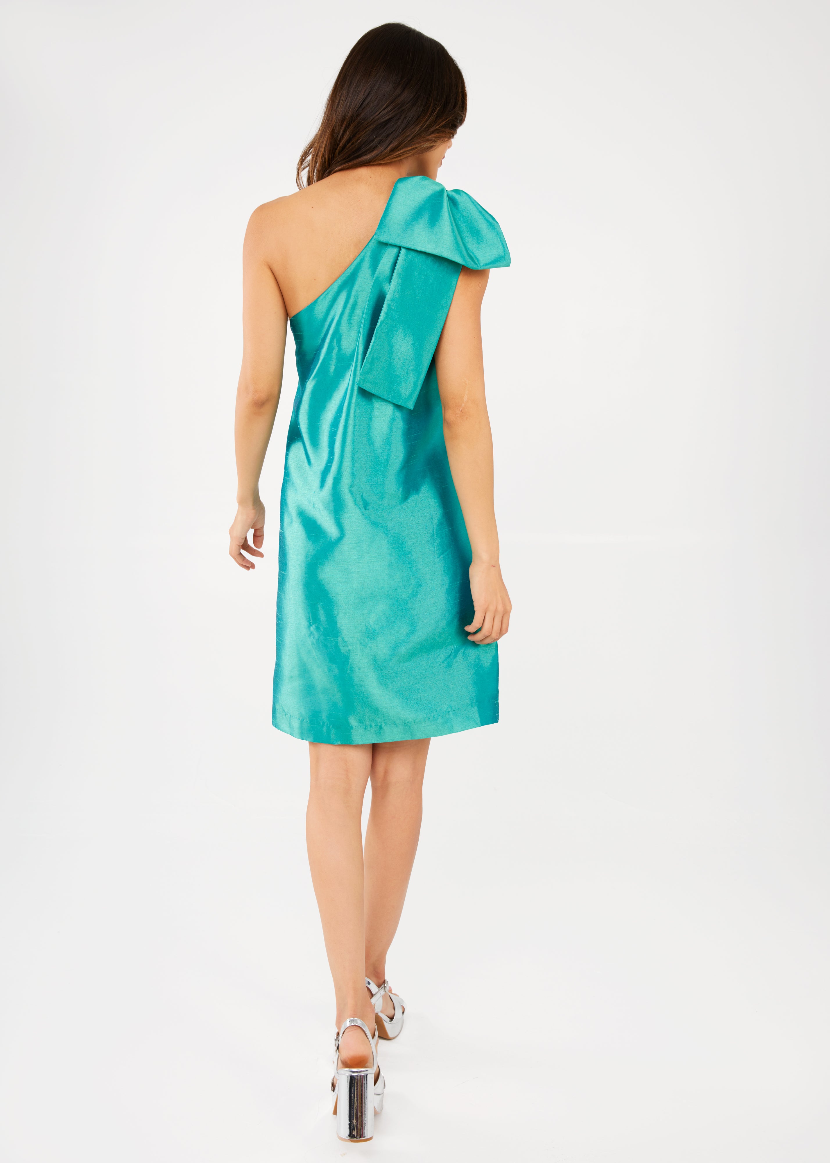 Cassie Dress Teal Dupioni