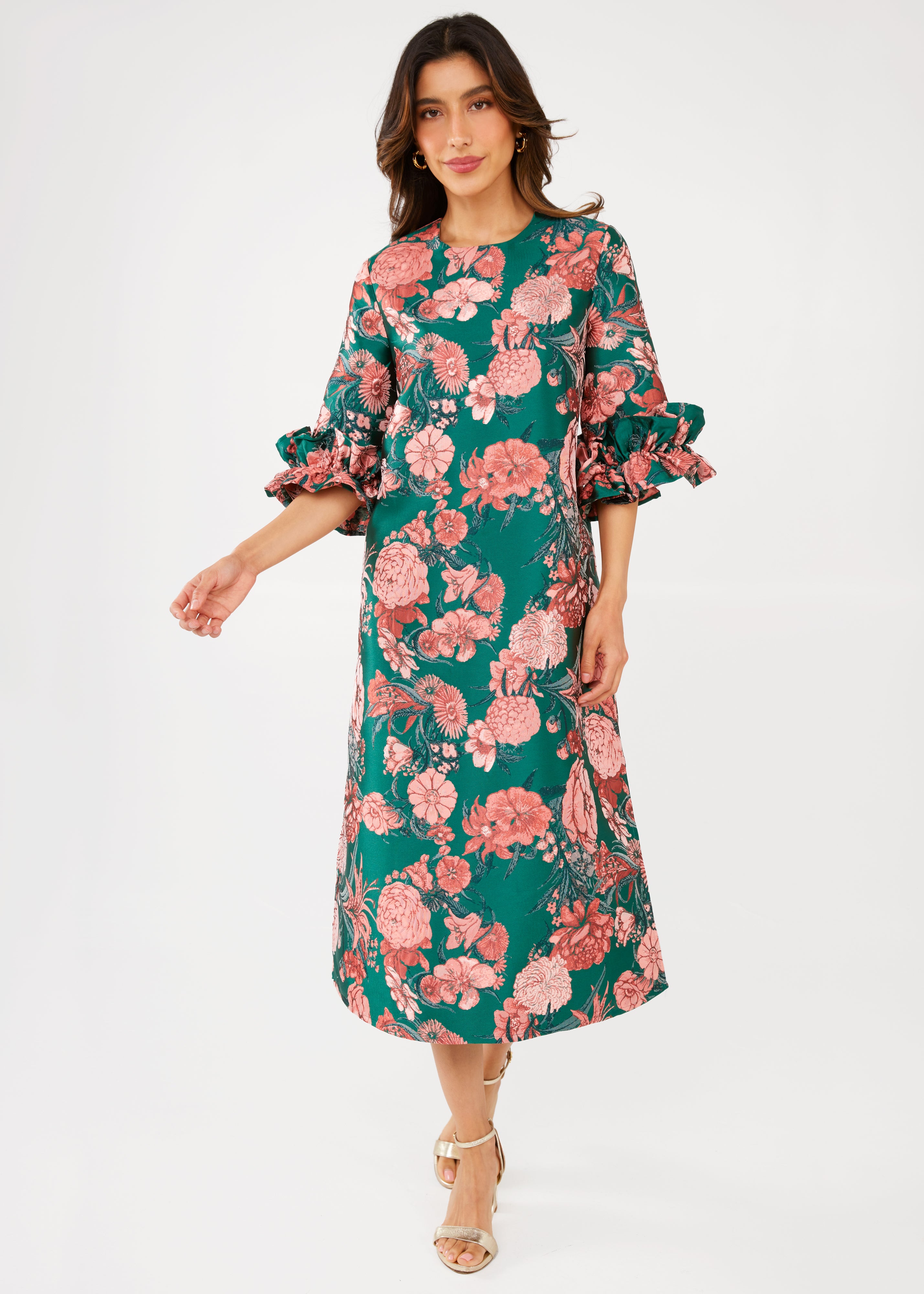 Bronwyn Dress Forest Mum Jacquard