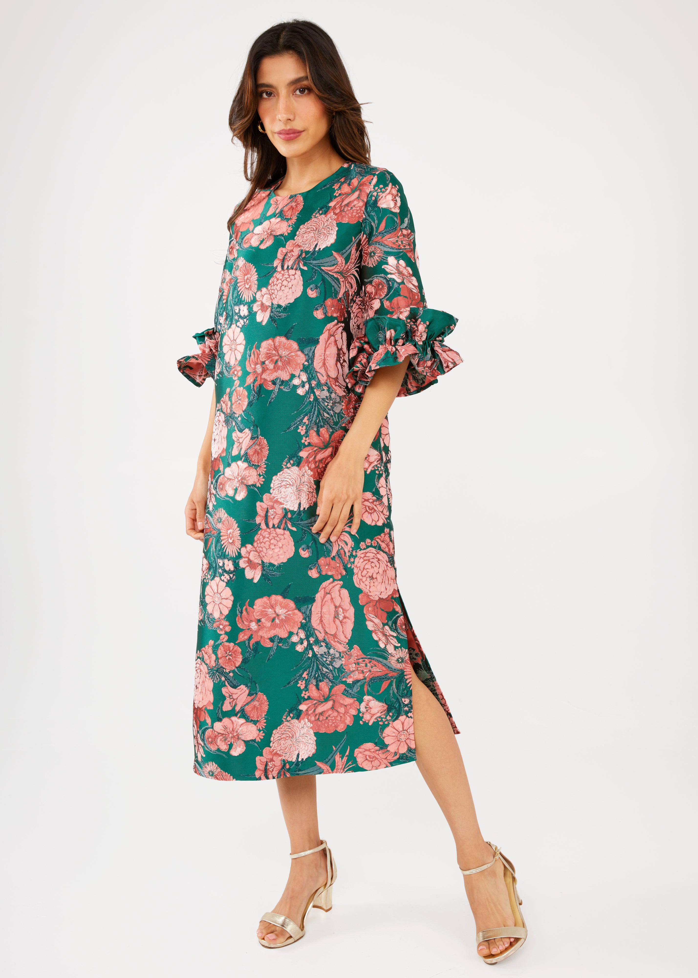 Bronwyn Dress Forest Mum Jacquard
