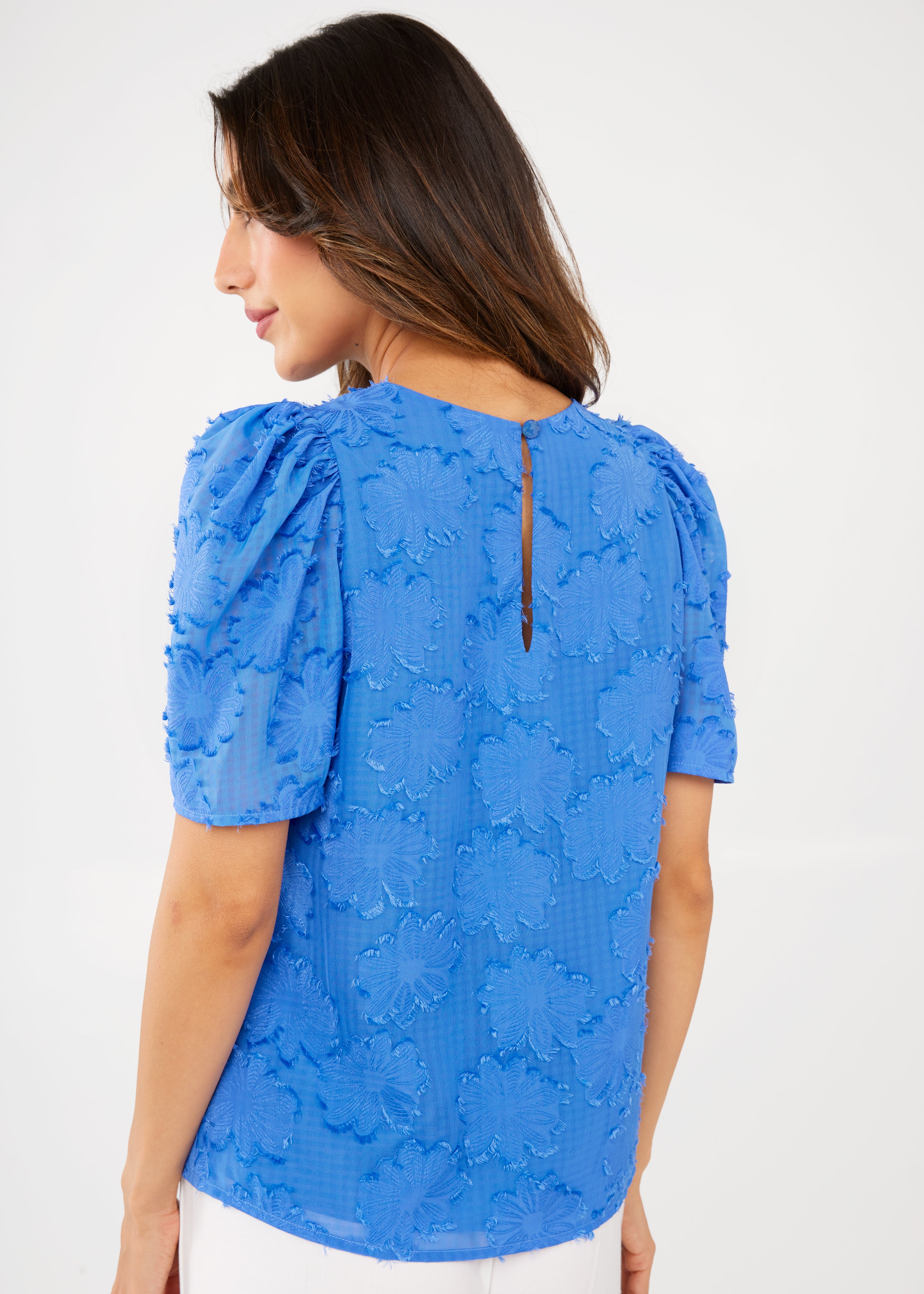 Marty Top Adriatic Blue Sunflower Chiffon