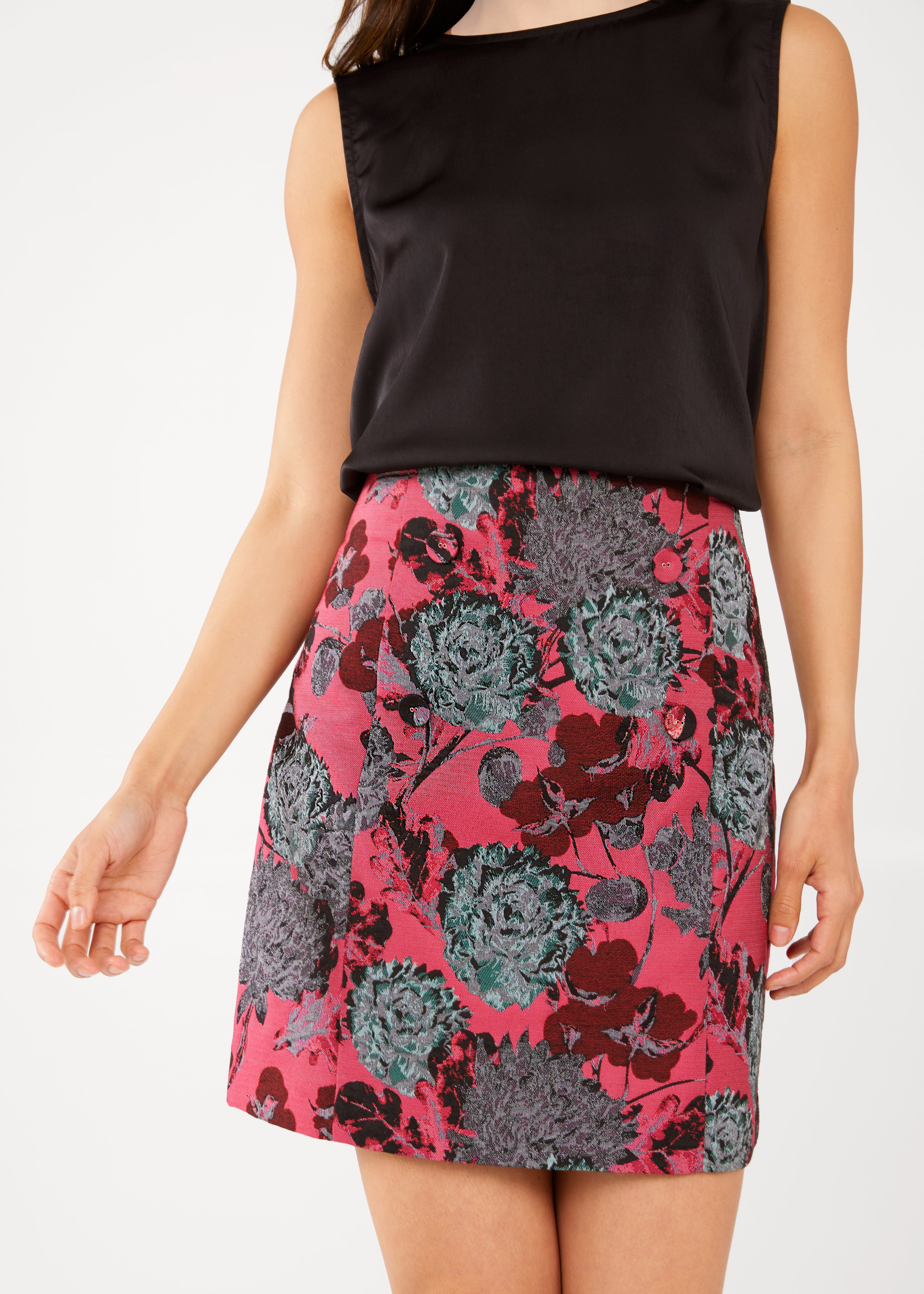 Jessica Skirt Hot Pink Vintage Dahlia Jacquard