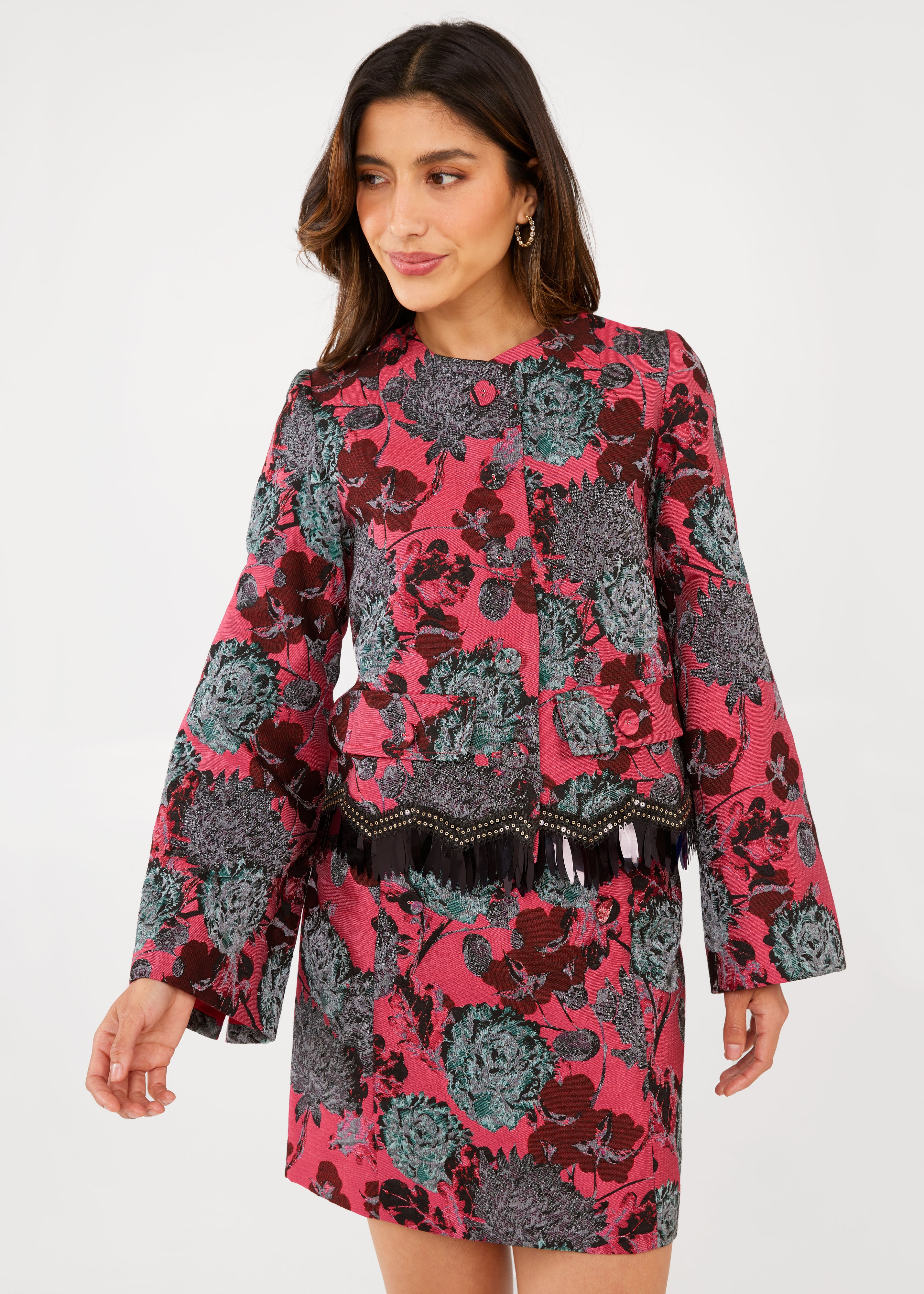 Kennedy Jacket Hot Pink Vintage Dahlia Jacquard