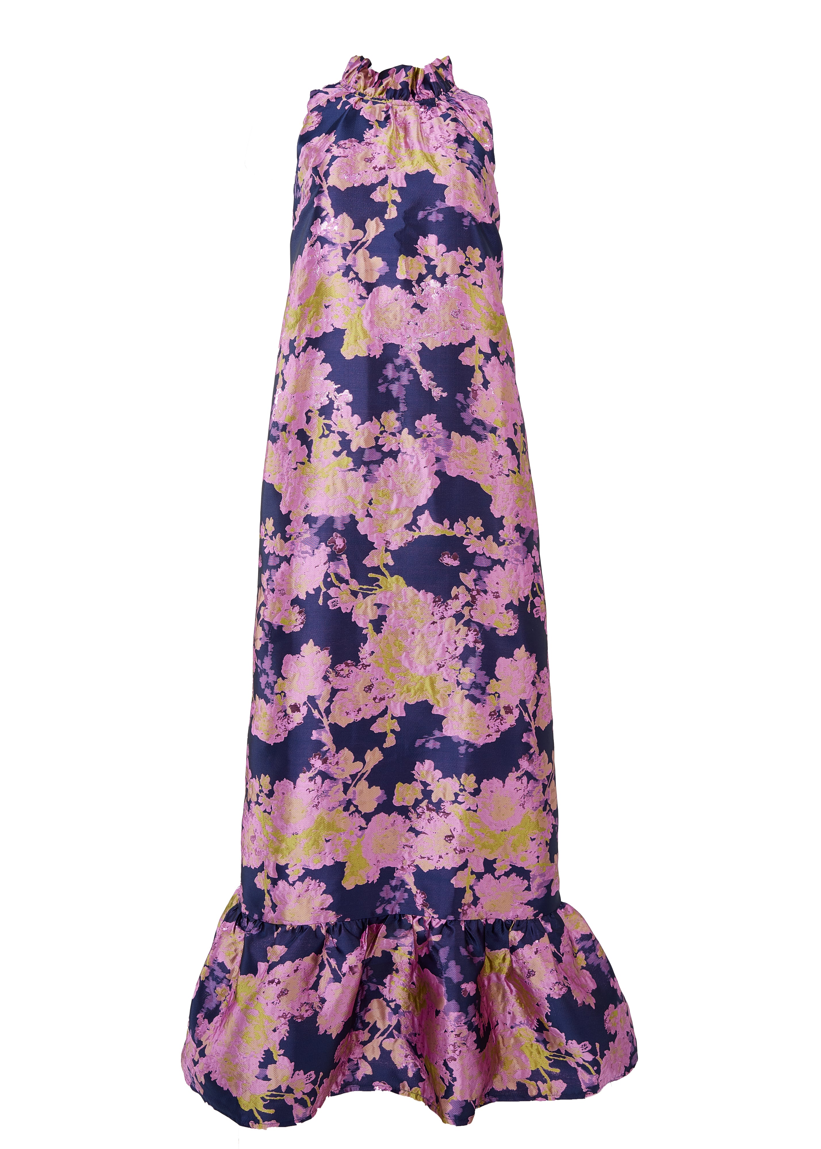 Camille Gown Navy Abstract Brocade