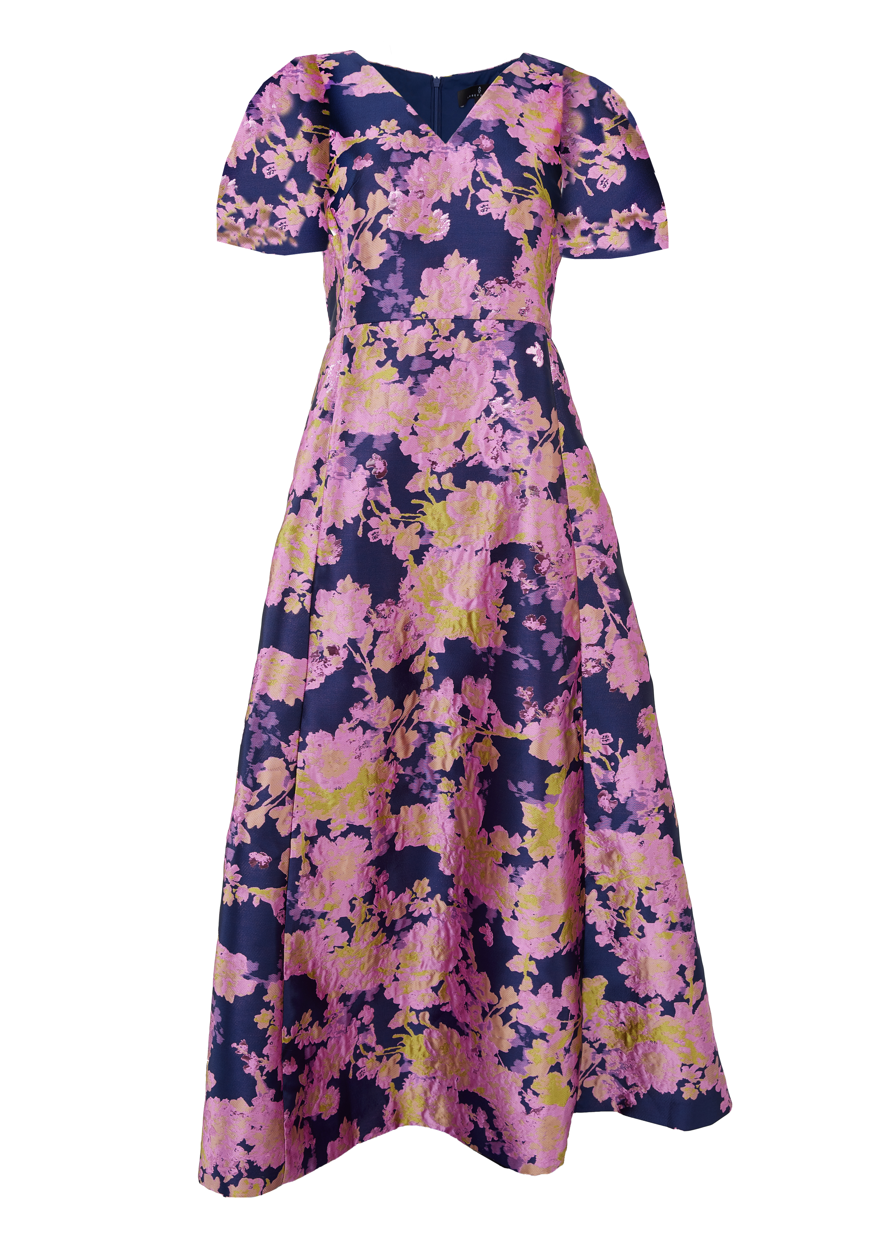 Arden Gown Navy Abstract Brocade