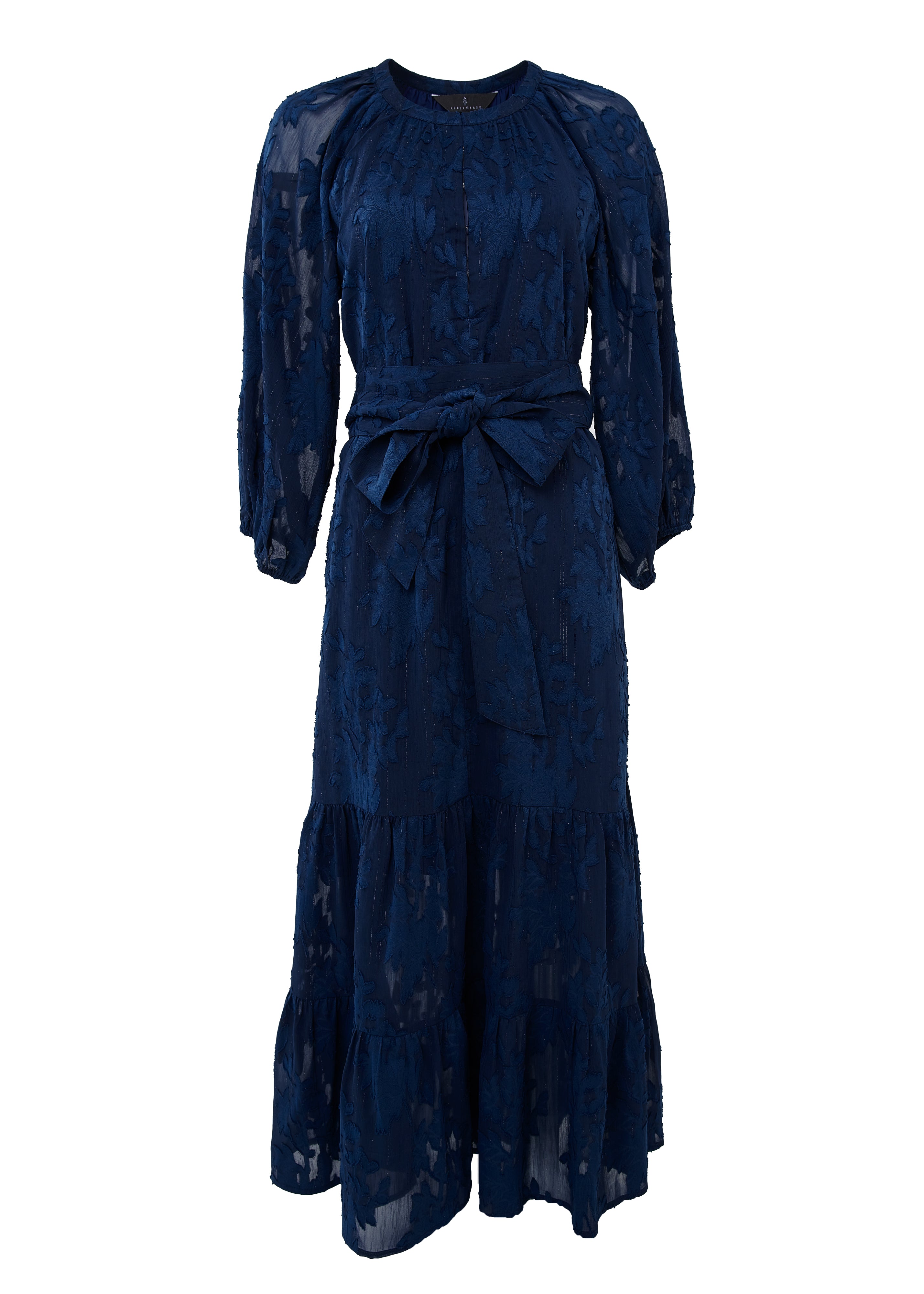 Elise Dress Navy Burnout Chiffon