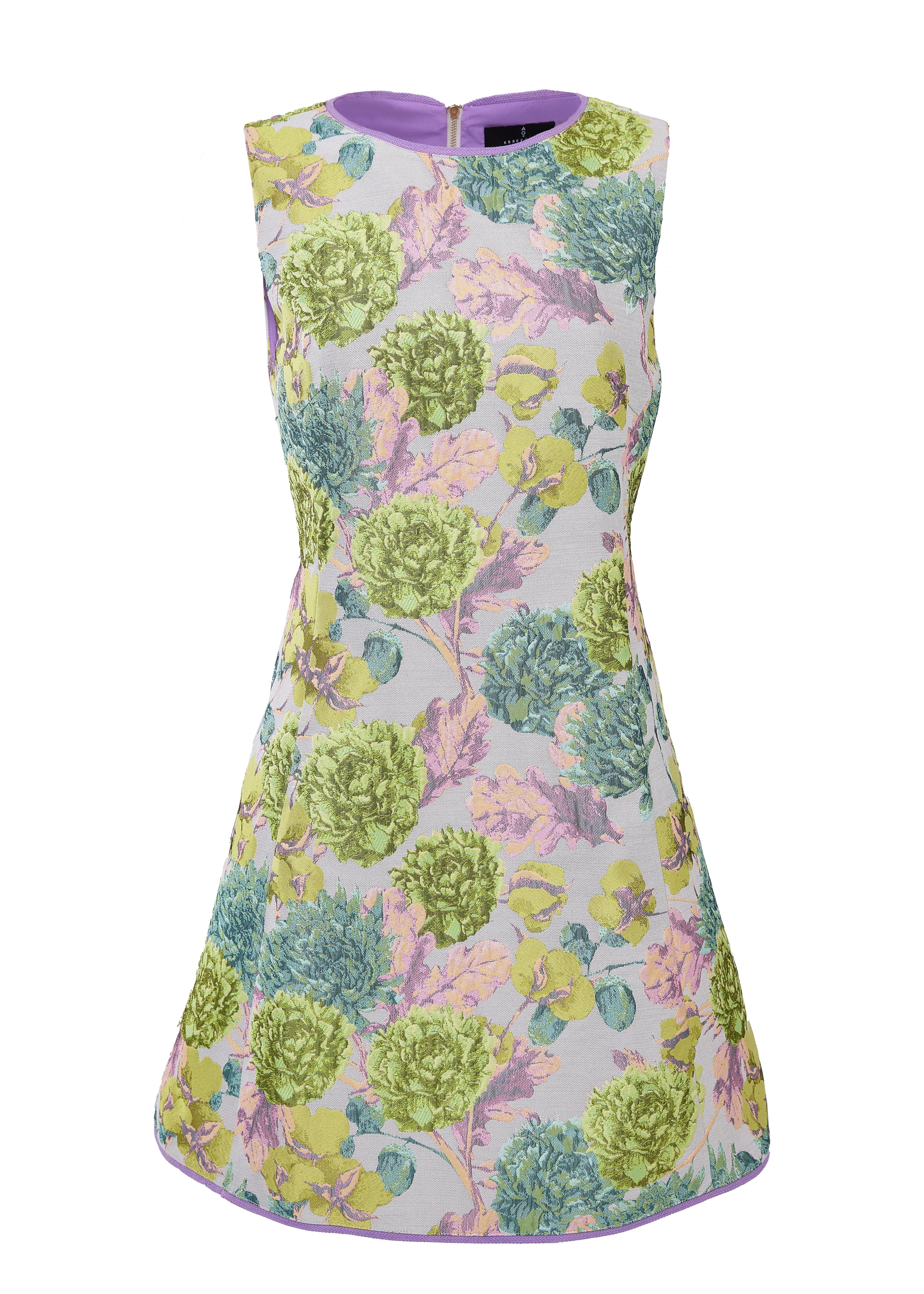 Avery Dress Chartreuse Vintage Dahlia Jacquard