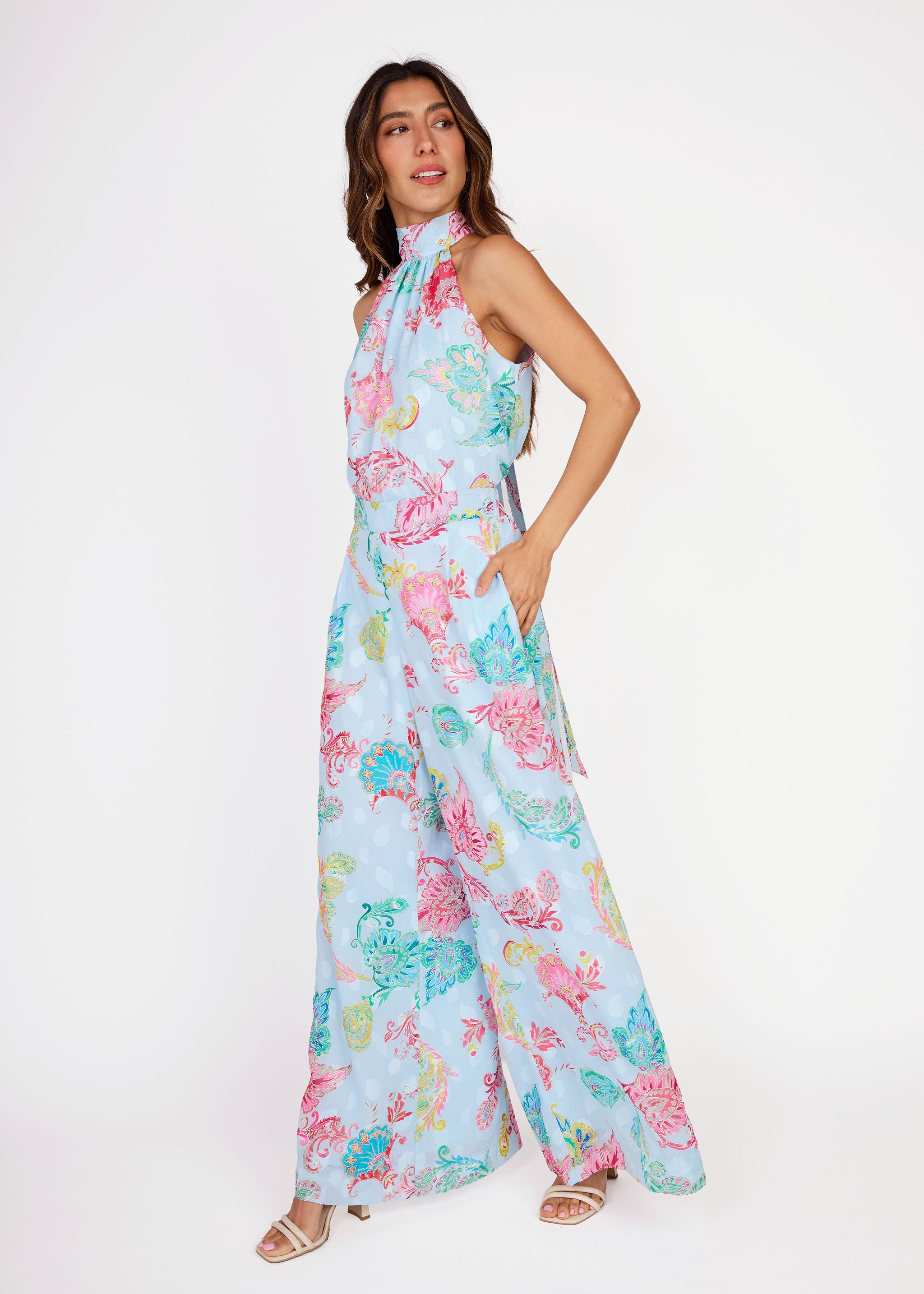 Rory Top Sky Blue Paisley Chiffon