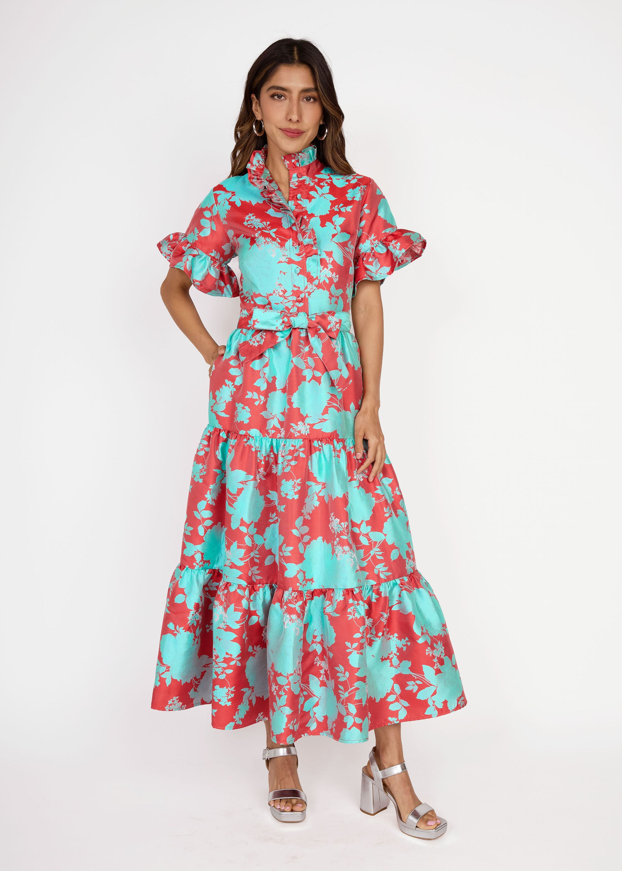 Sadie Maxi Dress Red Briar Bloom Jacquard