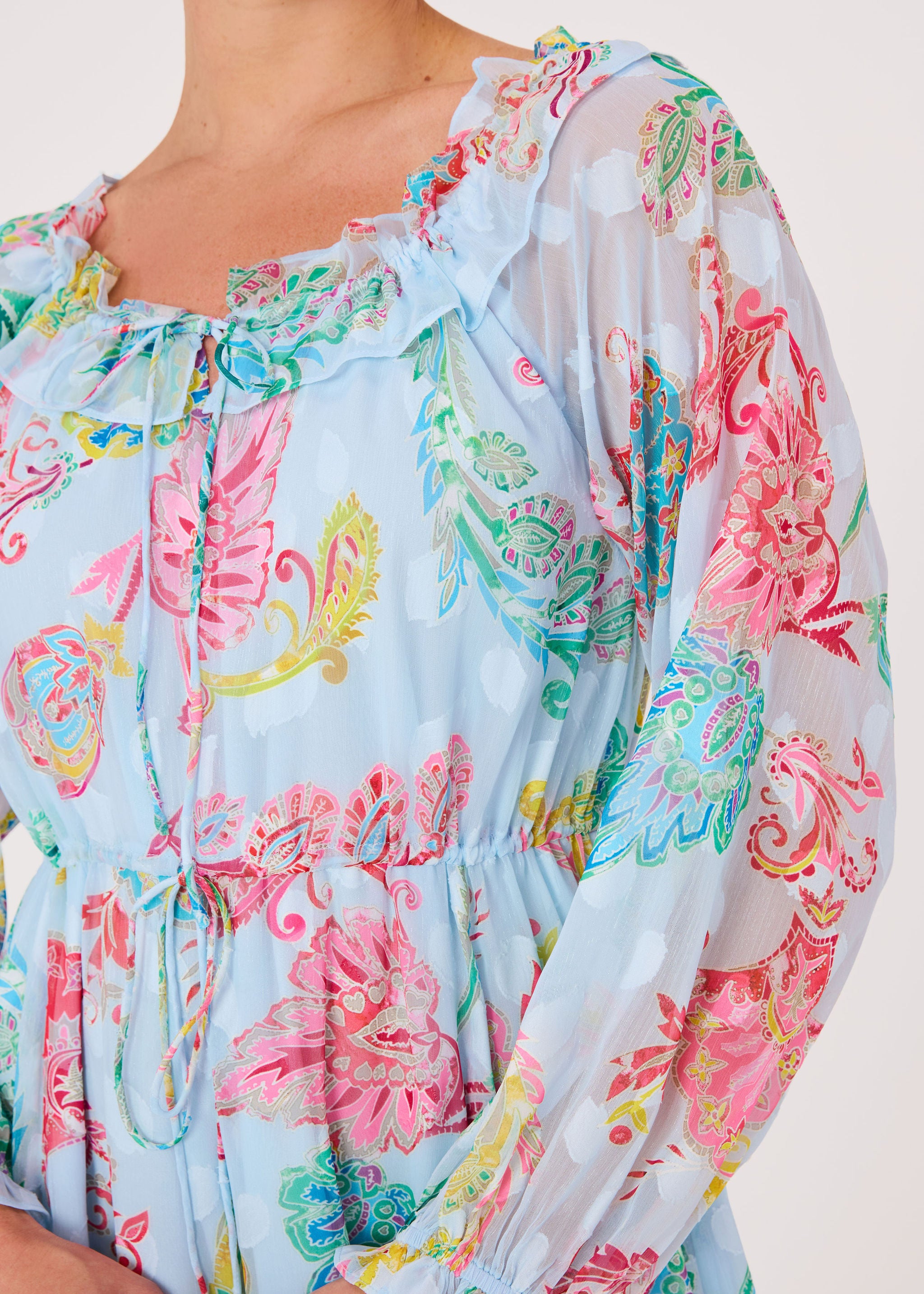 Serena Dress Sky Blue Paisley Chiffon