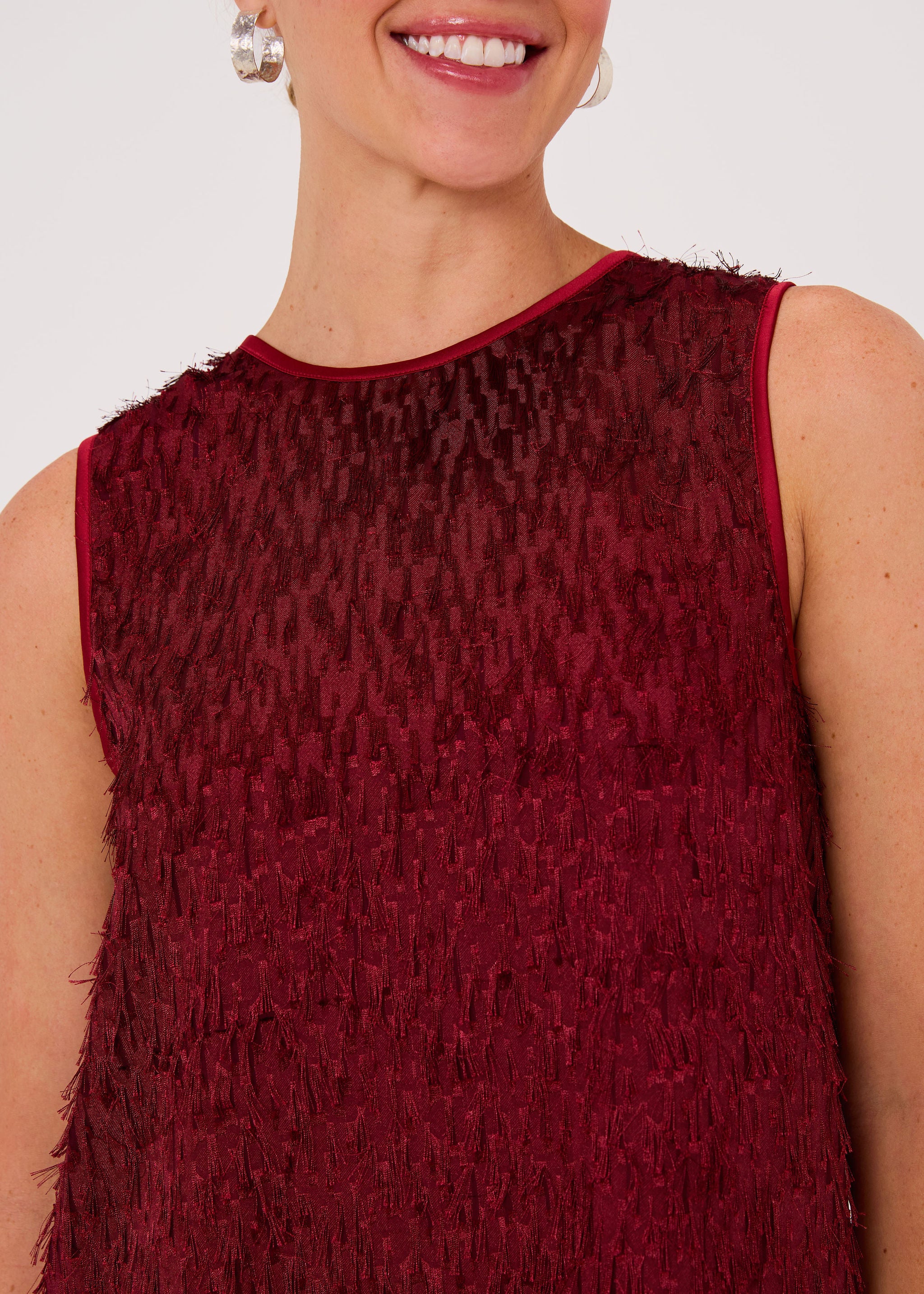 Zoe Top Plum Fringe Organza