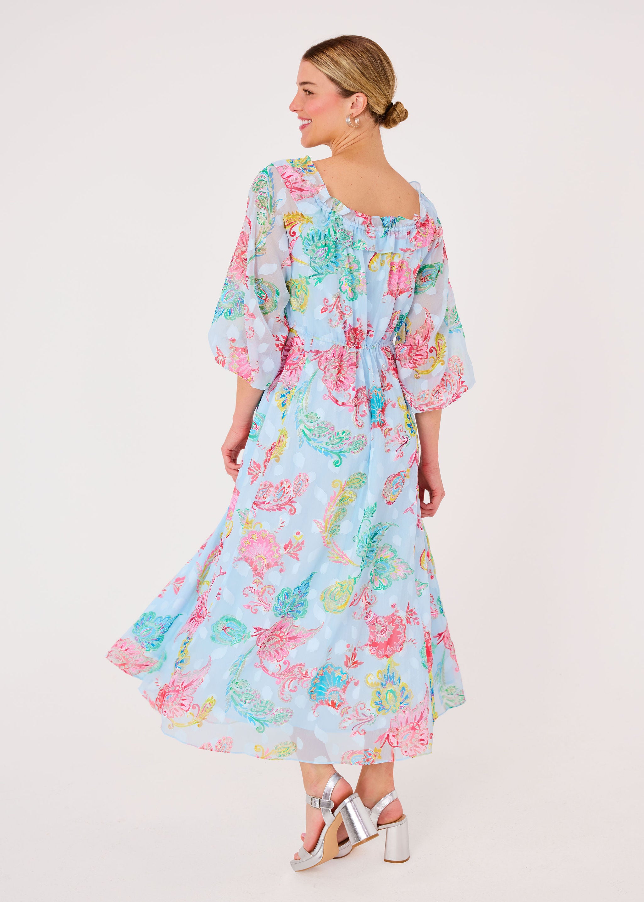 Serena Dress Sky Blue Paisley Chiffon