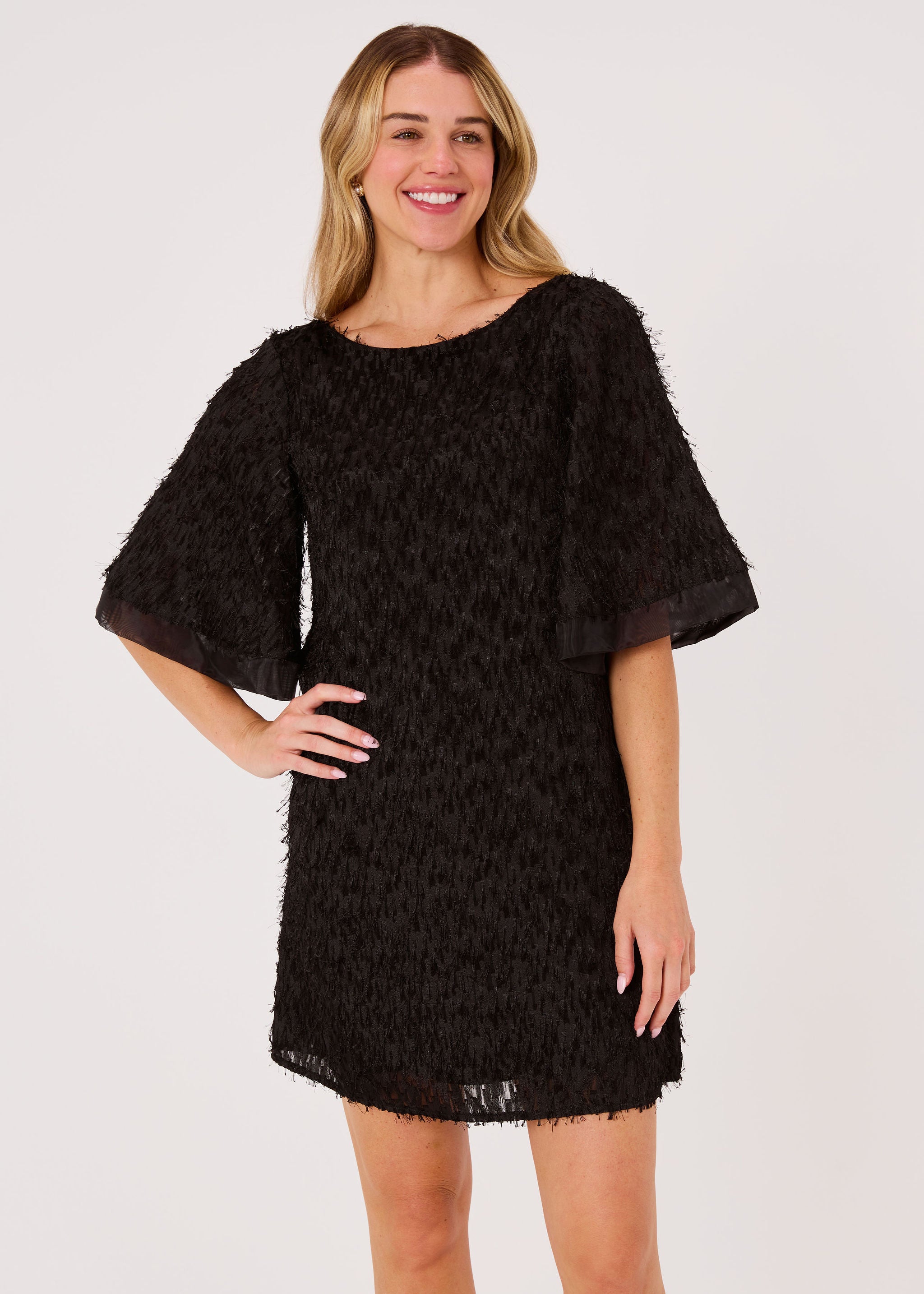 Blythe Dress Black Fringe Chiffon