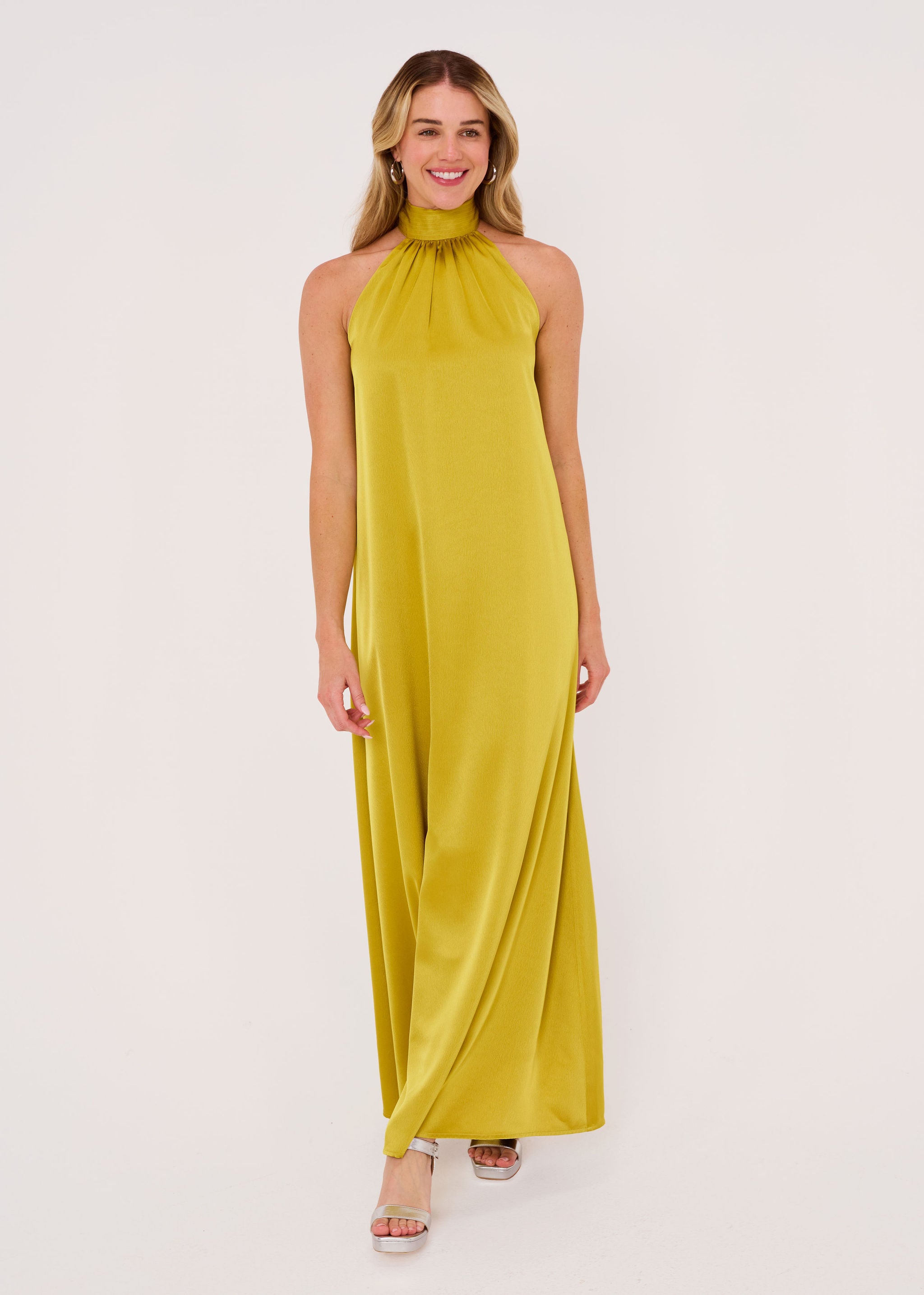 Rory Gown Golden Olive Satin