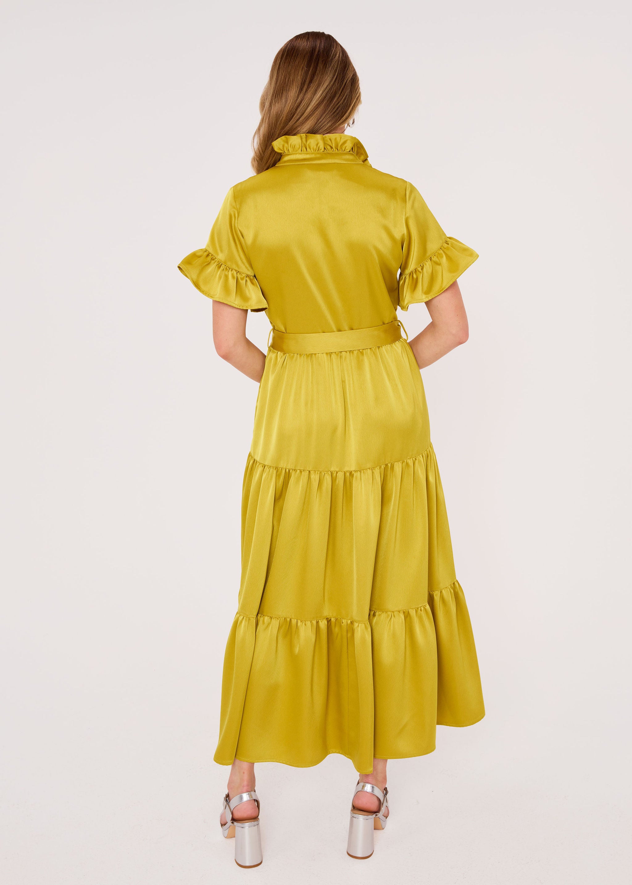 Sadie Maxi Dress Golden Olive Satin