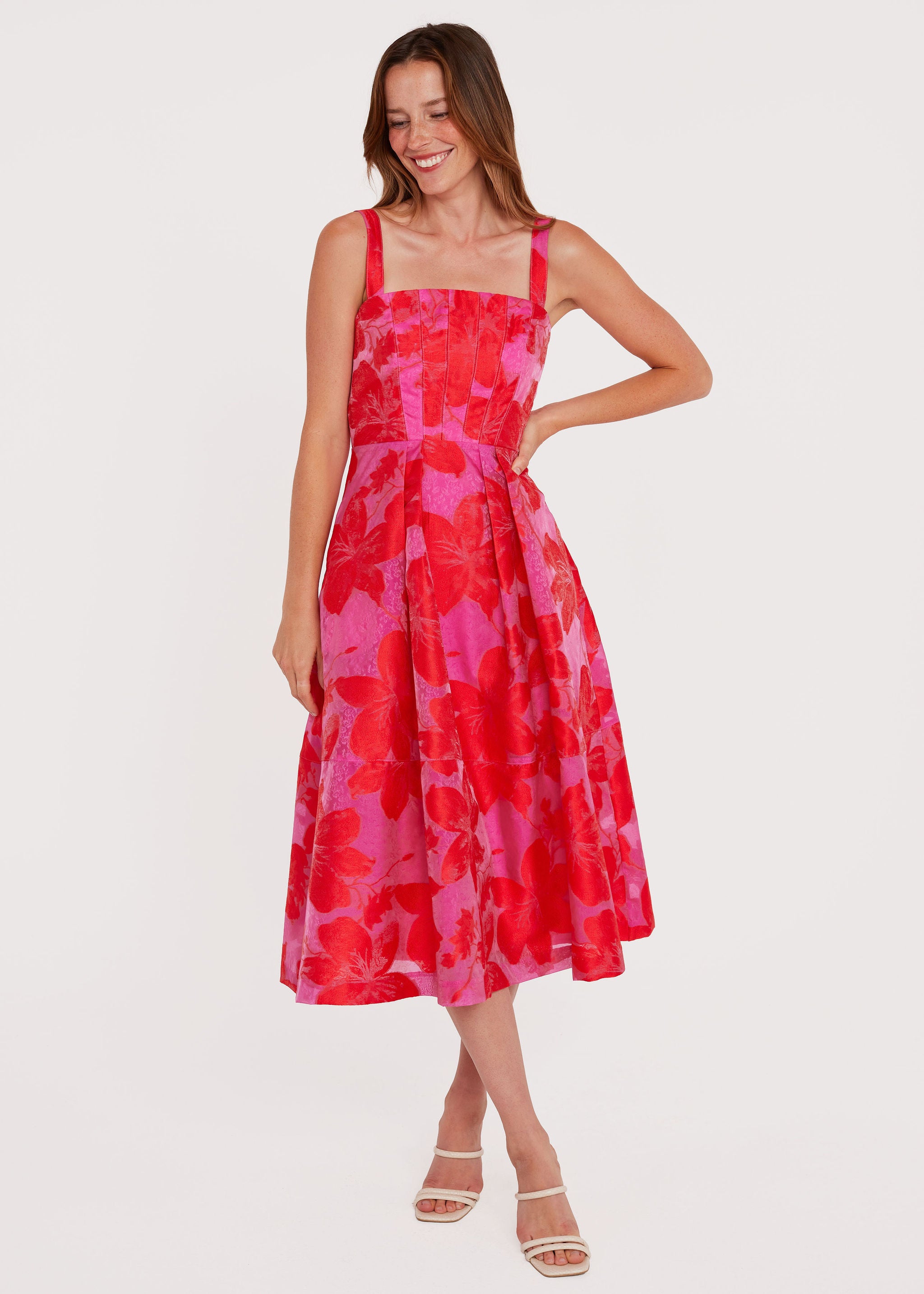 Catherine Dress Red Azalea Organza