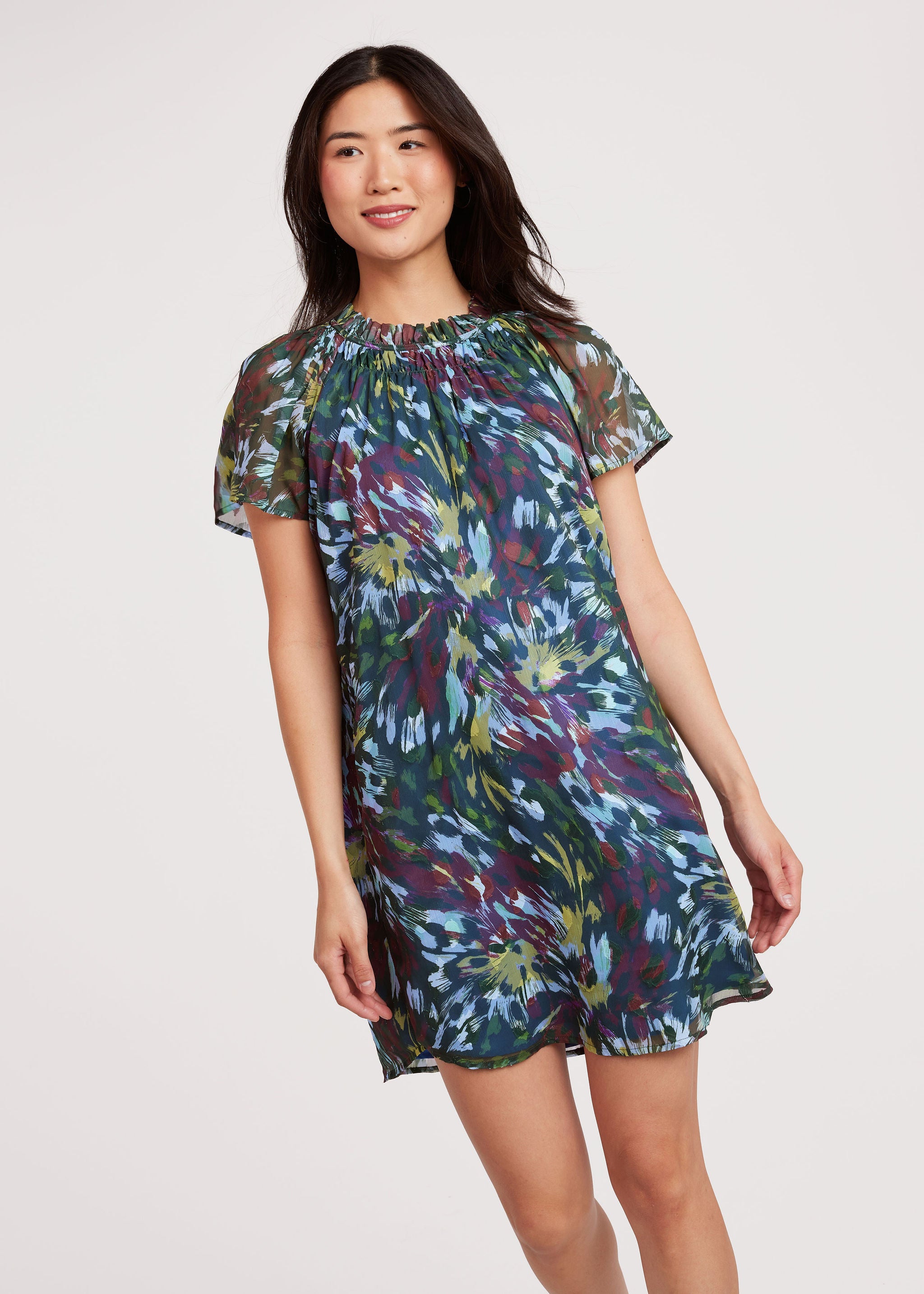 Quinn Dress Forest Brushstroke Chiffon