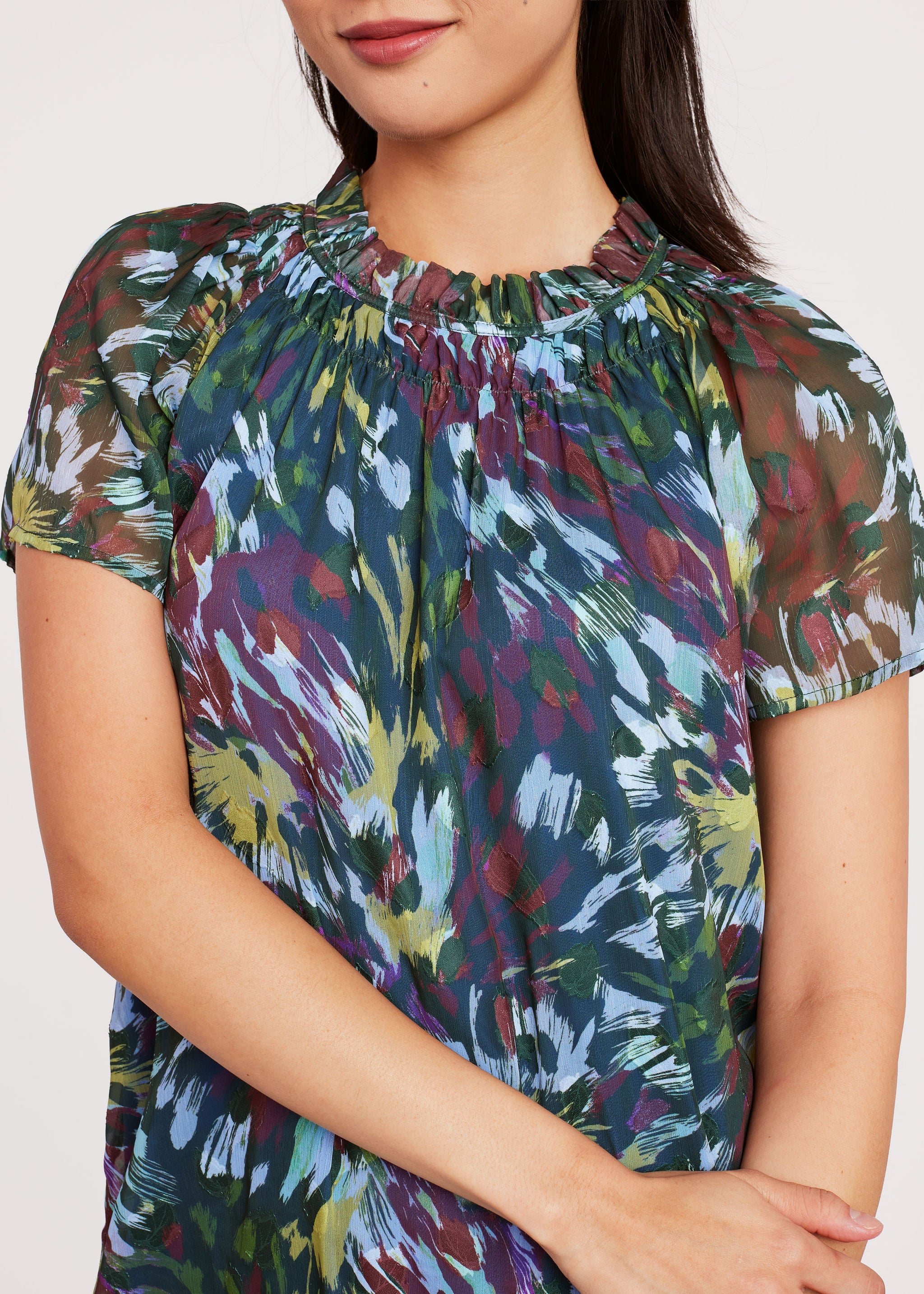 Quinn Dress Forest Brushstroke Chiffon