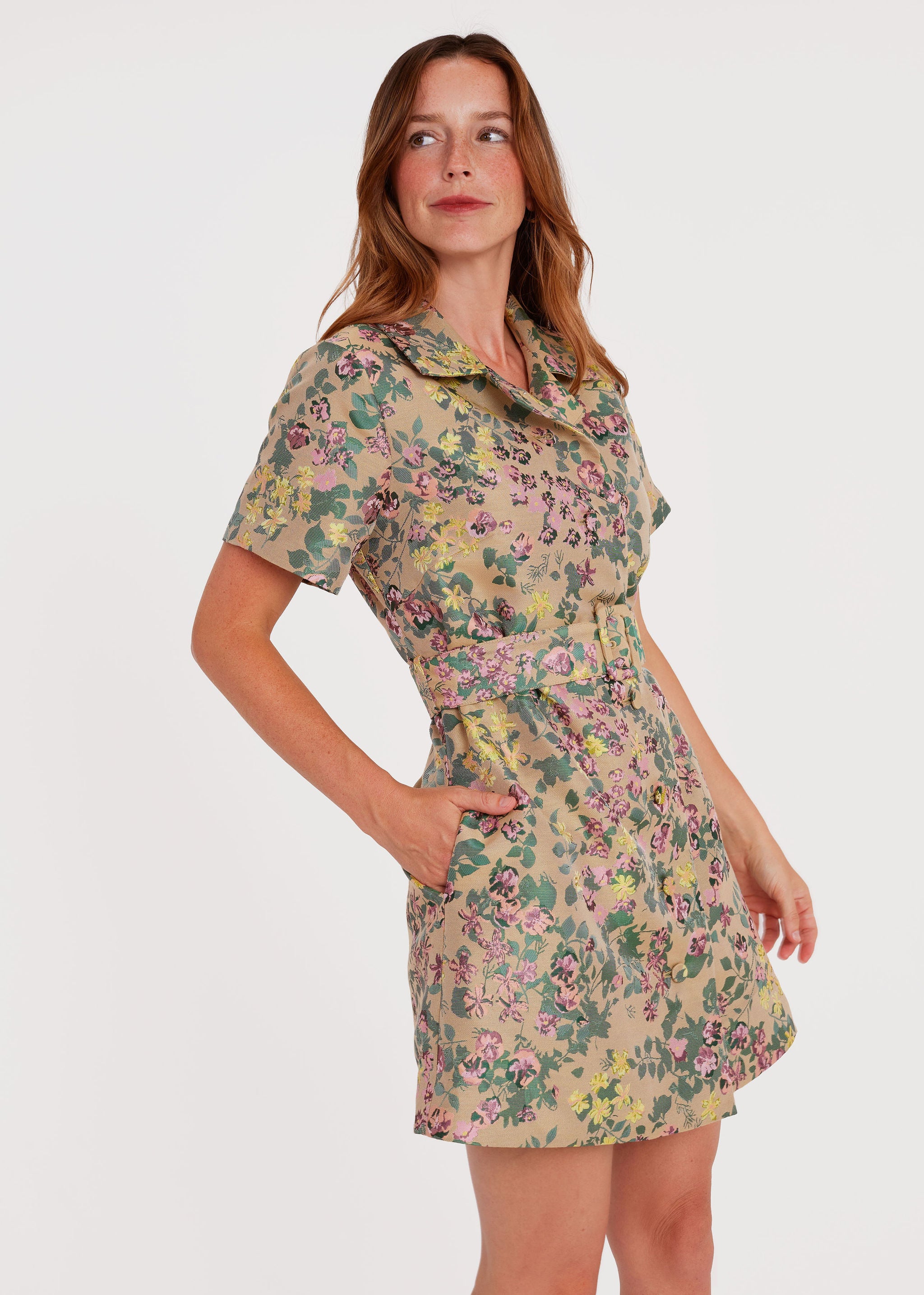 Billie Dress Rose Tapestry Jacquard