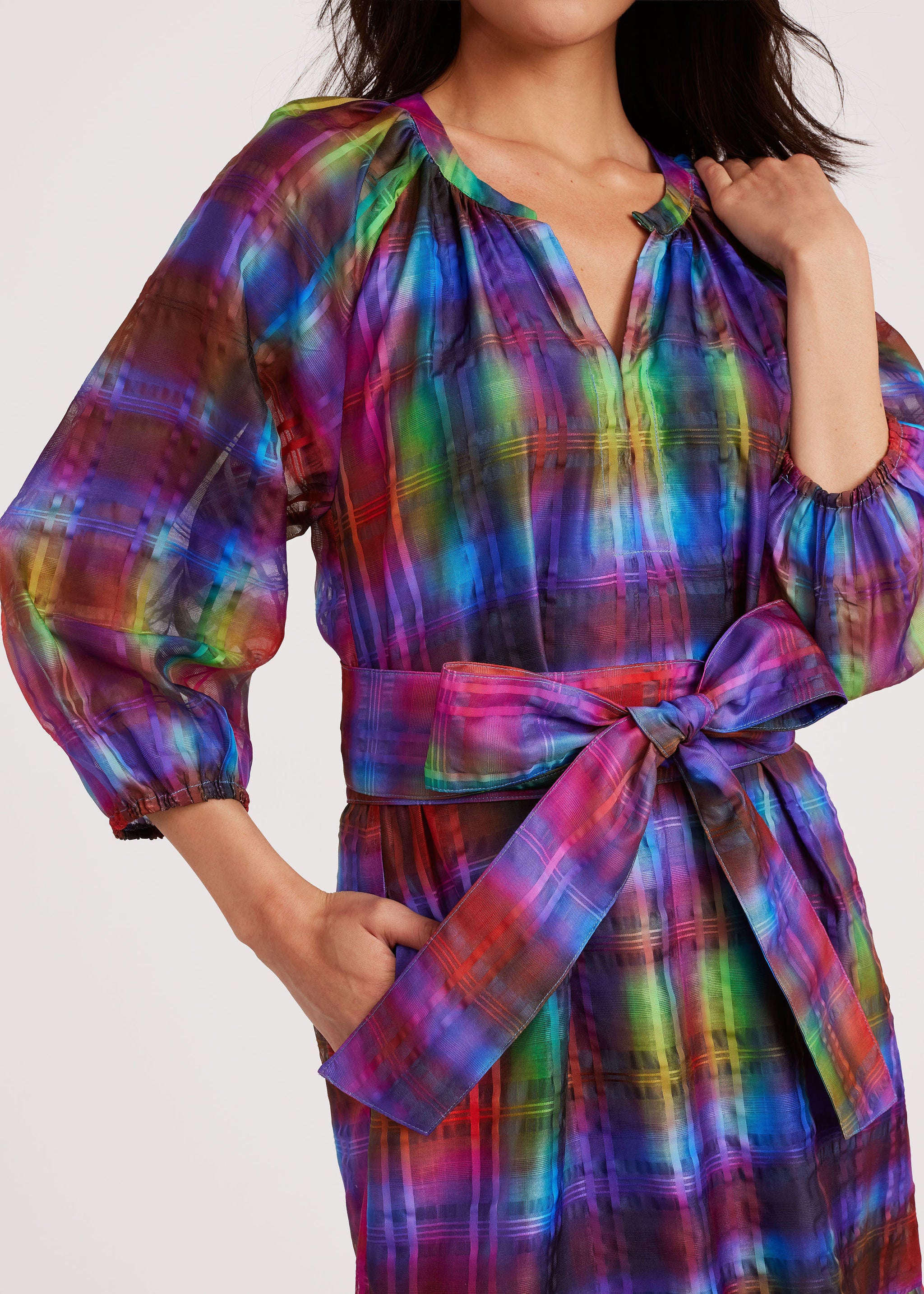 Elise Dress Prism Plaid Organza