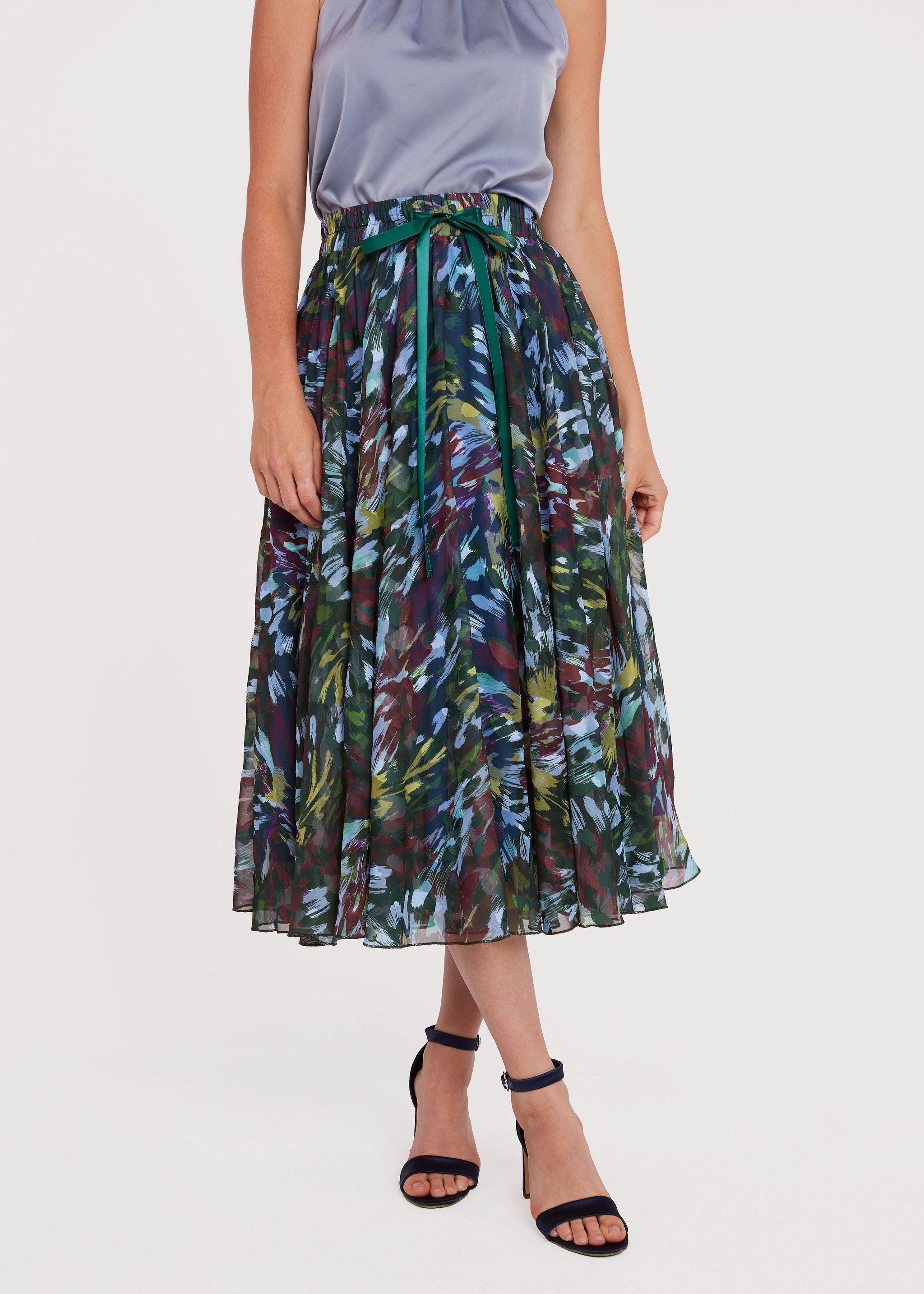 Sue Skirt Forest Brushstroke Chiffon
