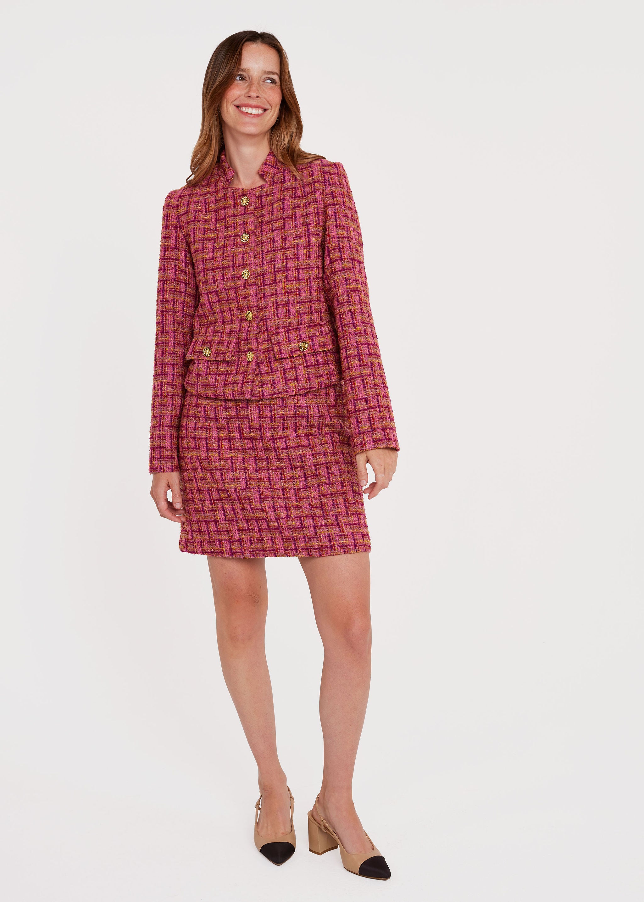 Onassis Jacket Mulberry Boucle Tweed