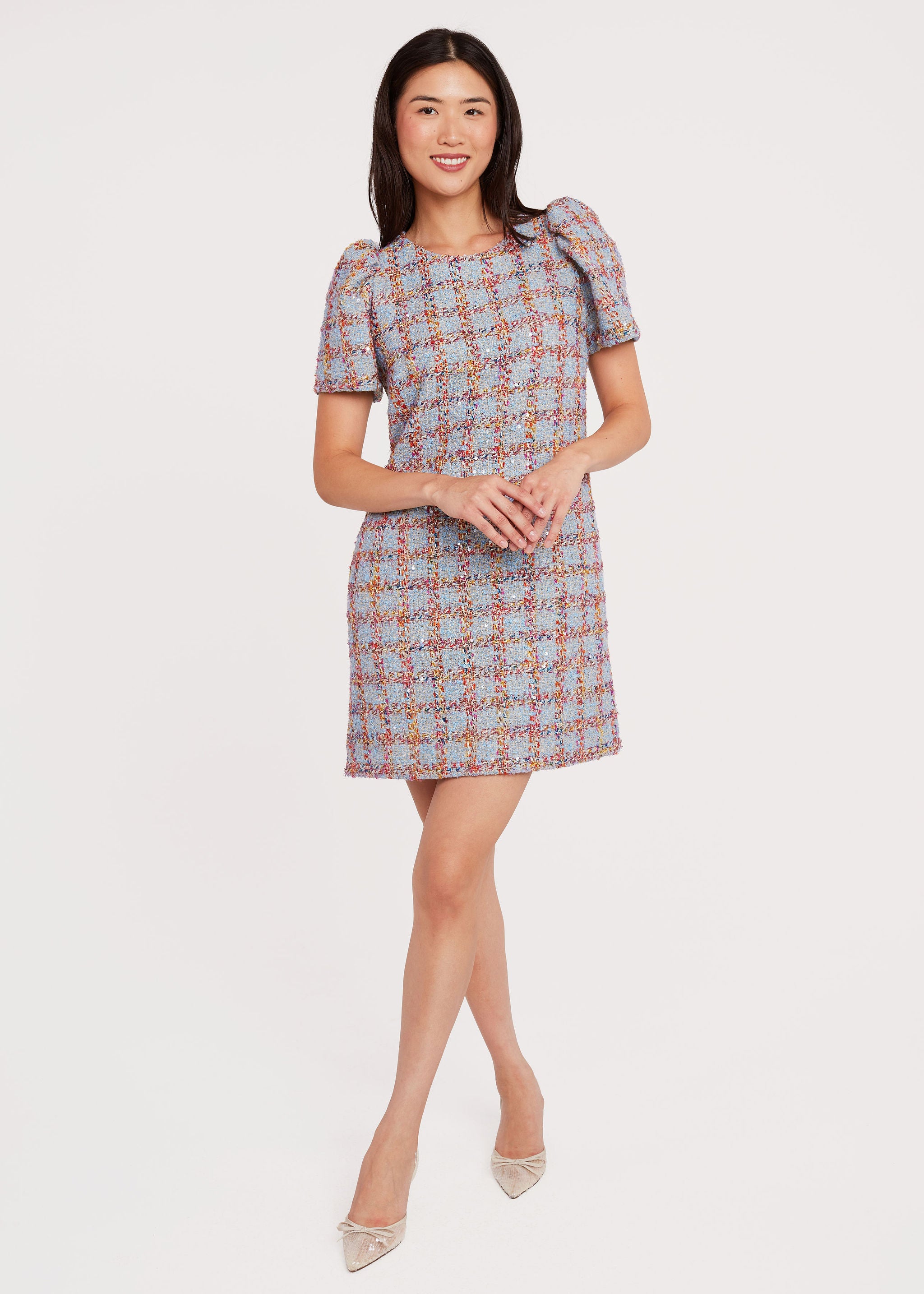 Marty Dress Windowpane Ribbon Tweed