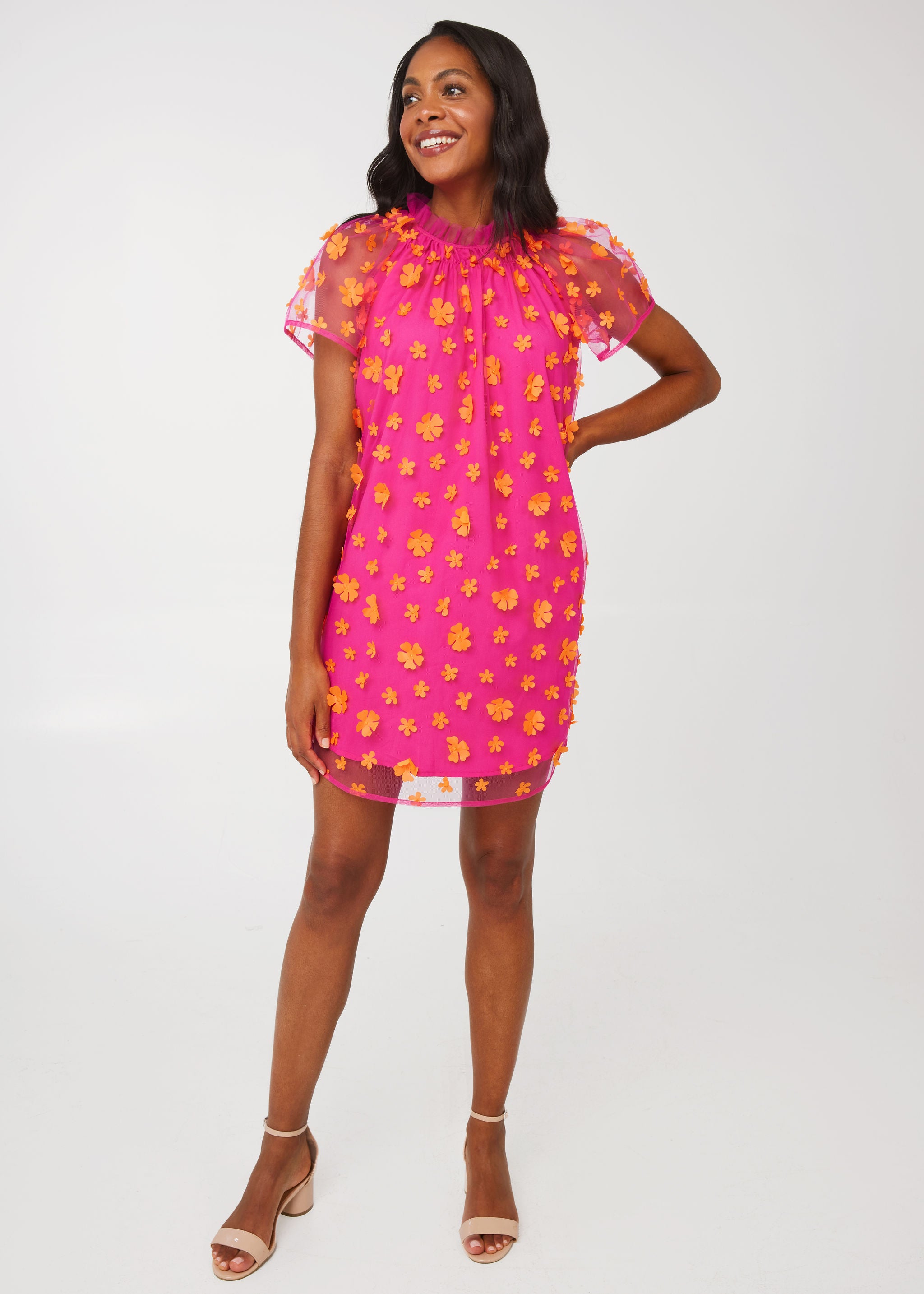 Quinn Dress Magenta Flower Tulle