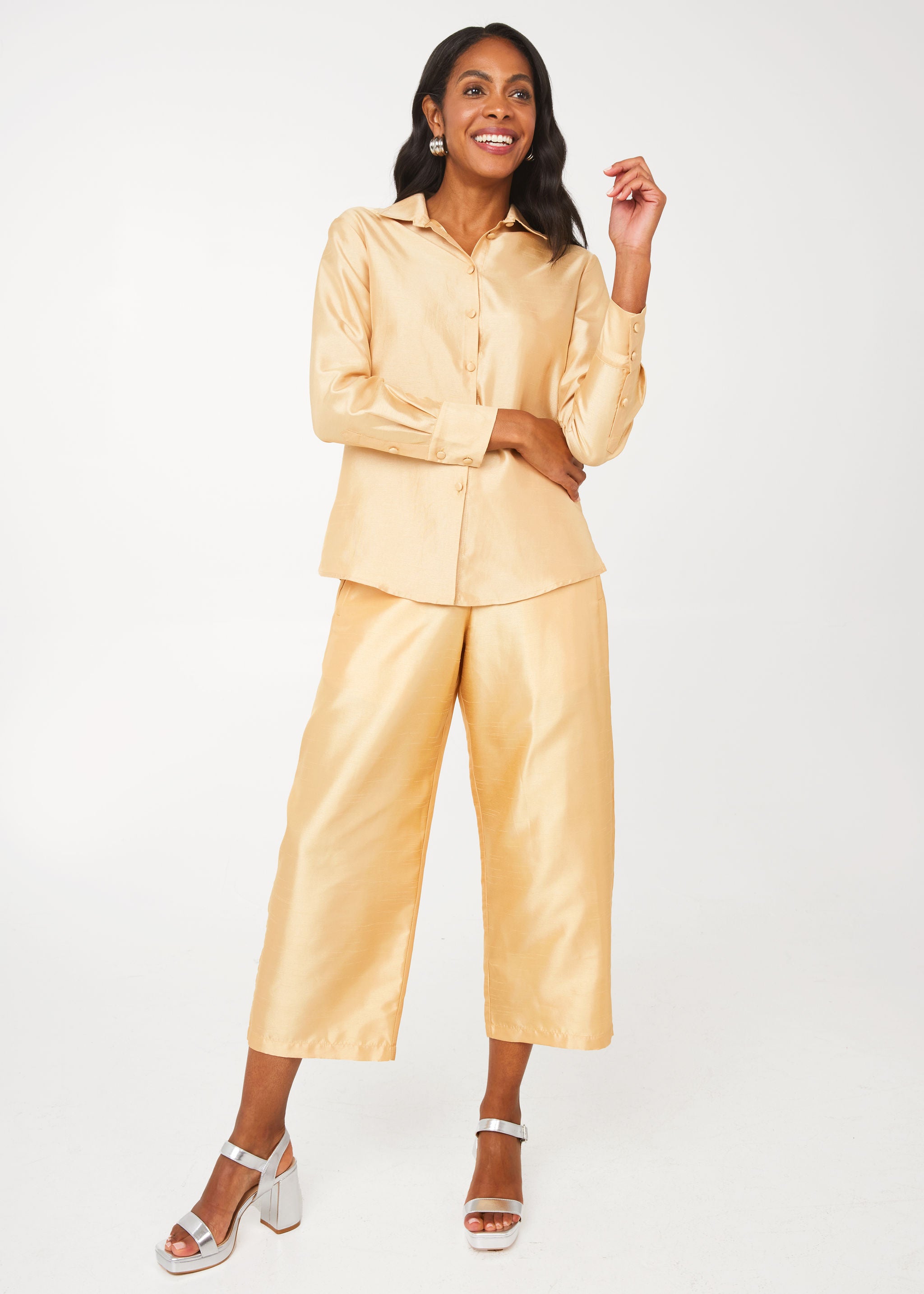 Nora Blouse Gold Dupioni