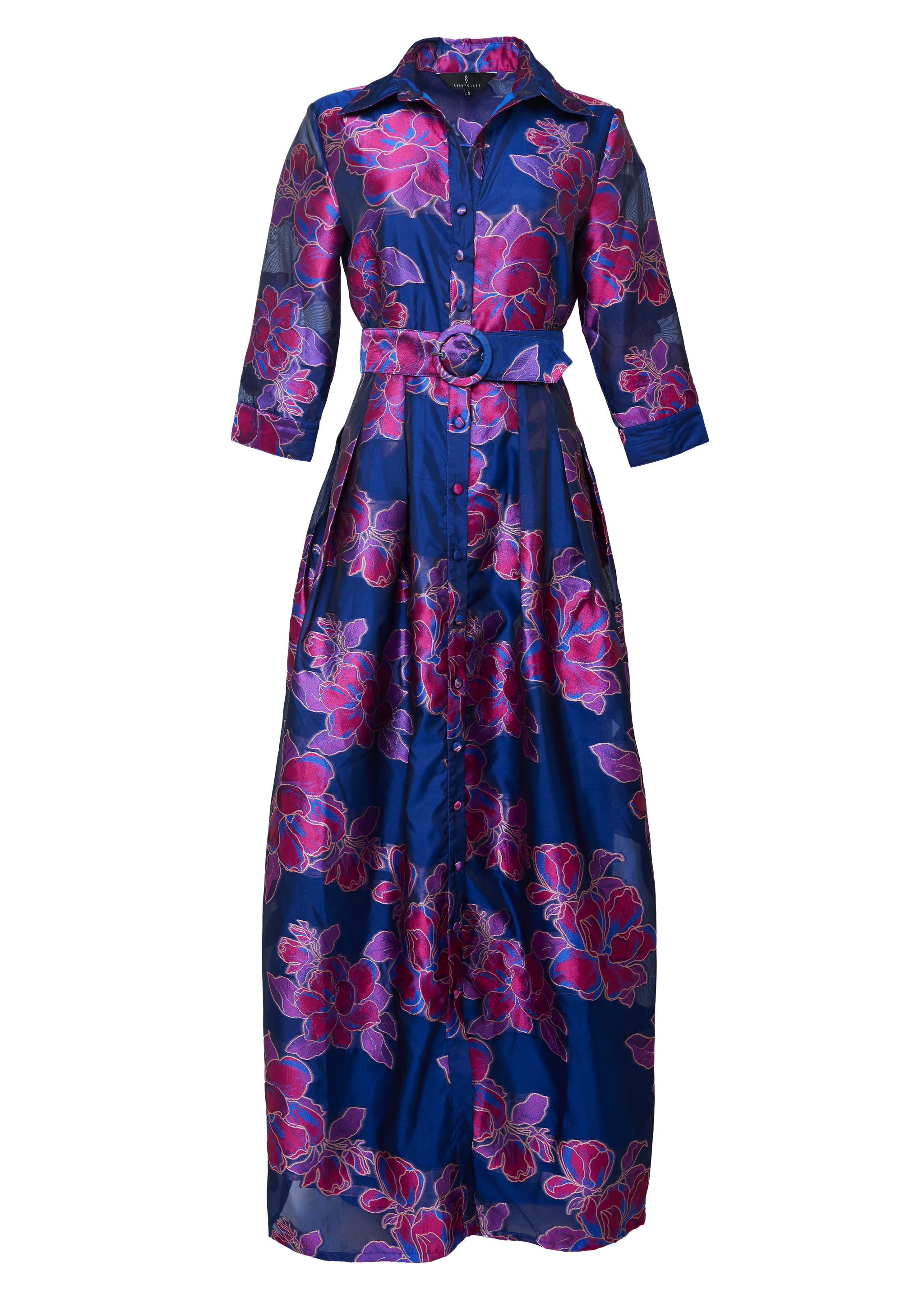 Cecilia Gown Fuchsia Navy Peony Organza