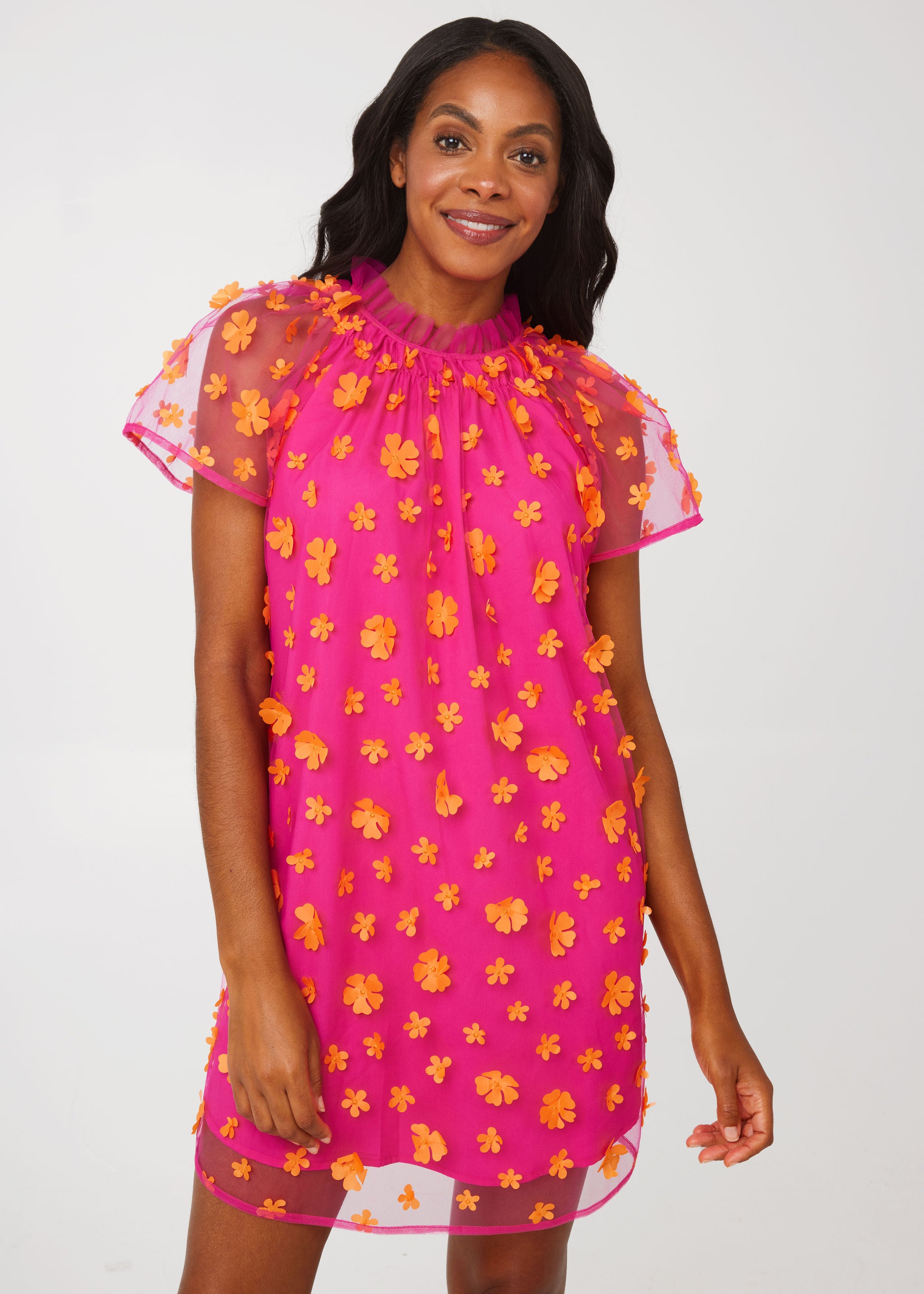 Quinn Dress Magenta Flower Tulle