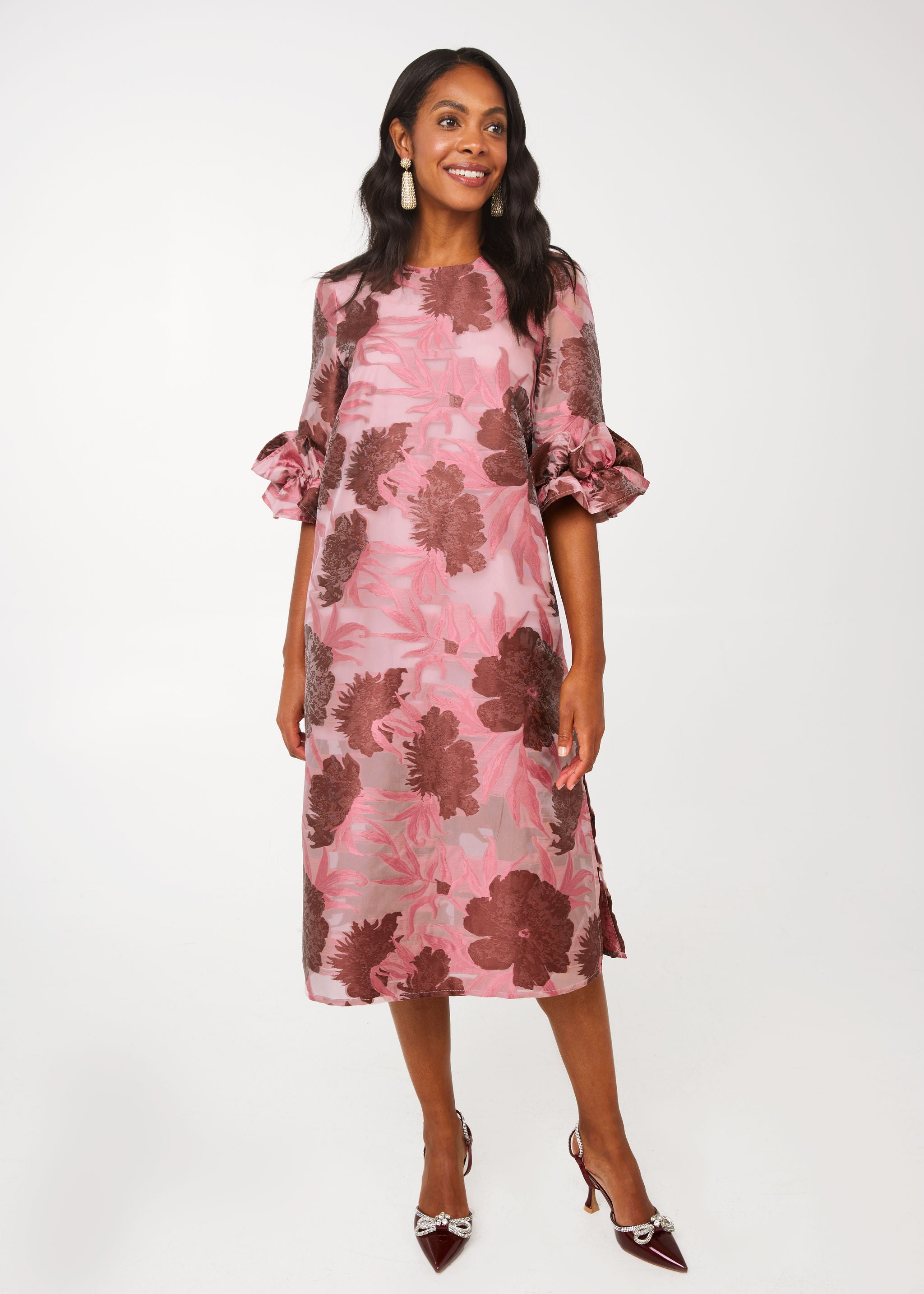 Bronwyn Dress Blush Pansy Vine Organza