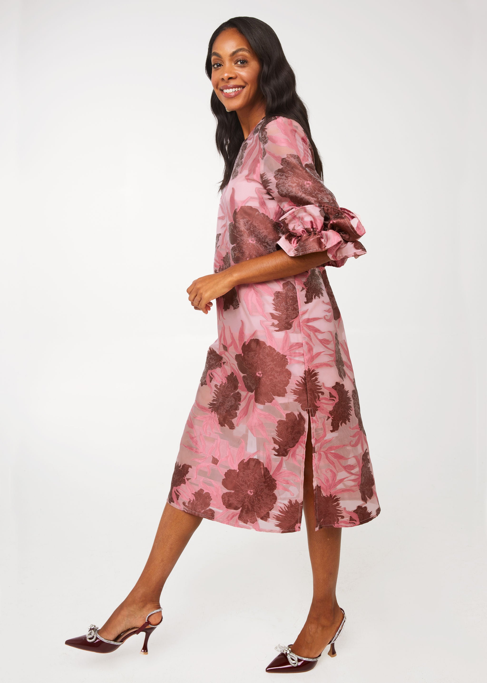 Bronwyn Dress Blush Pansy Vine Organza