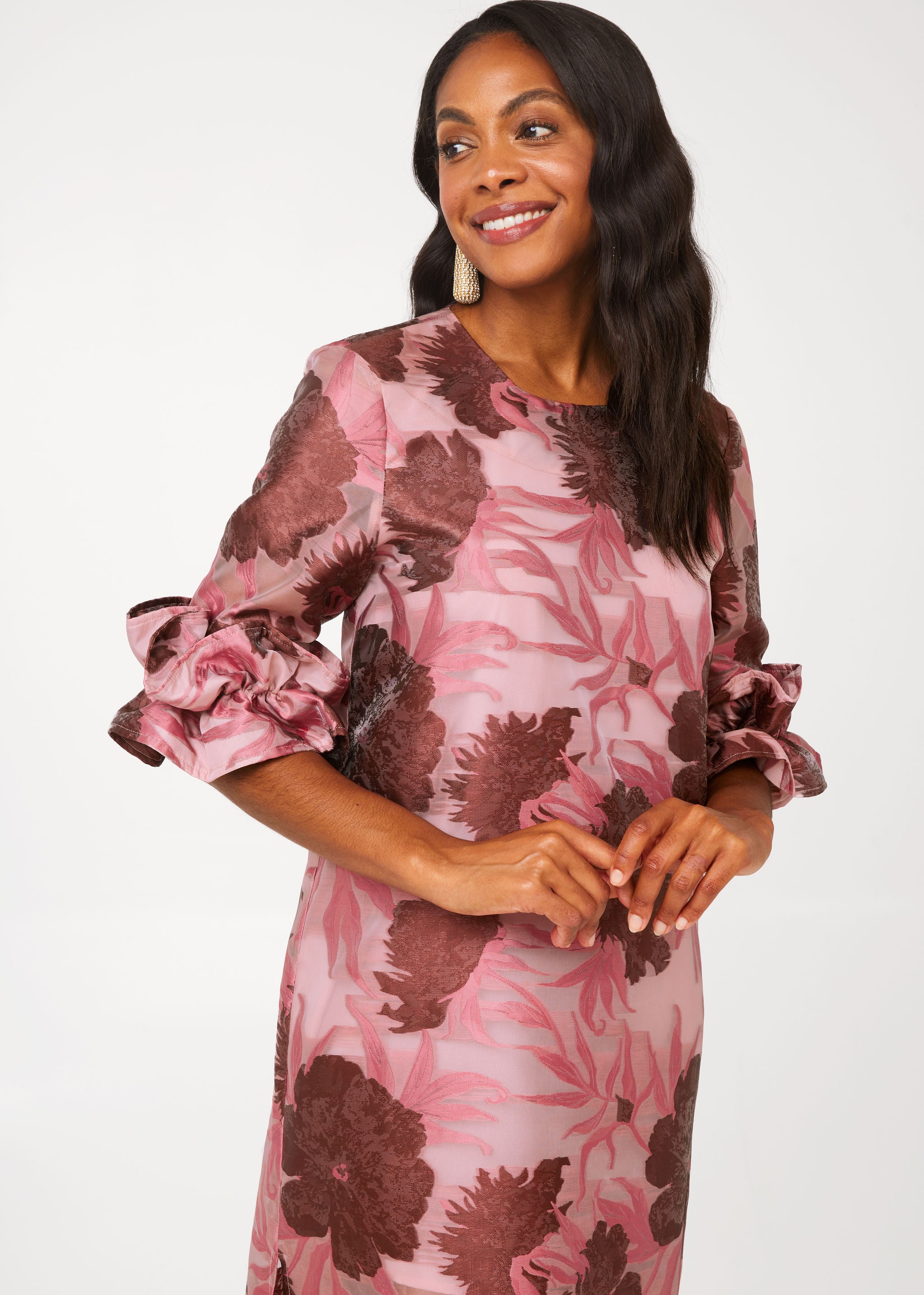 Bronwyn Dress Blush Pansy Vine Organza