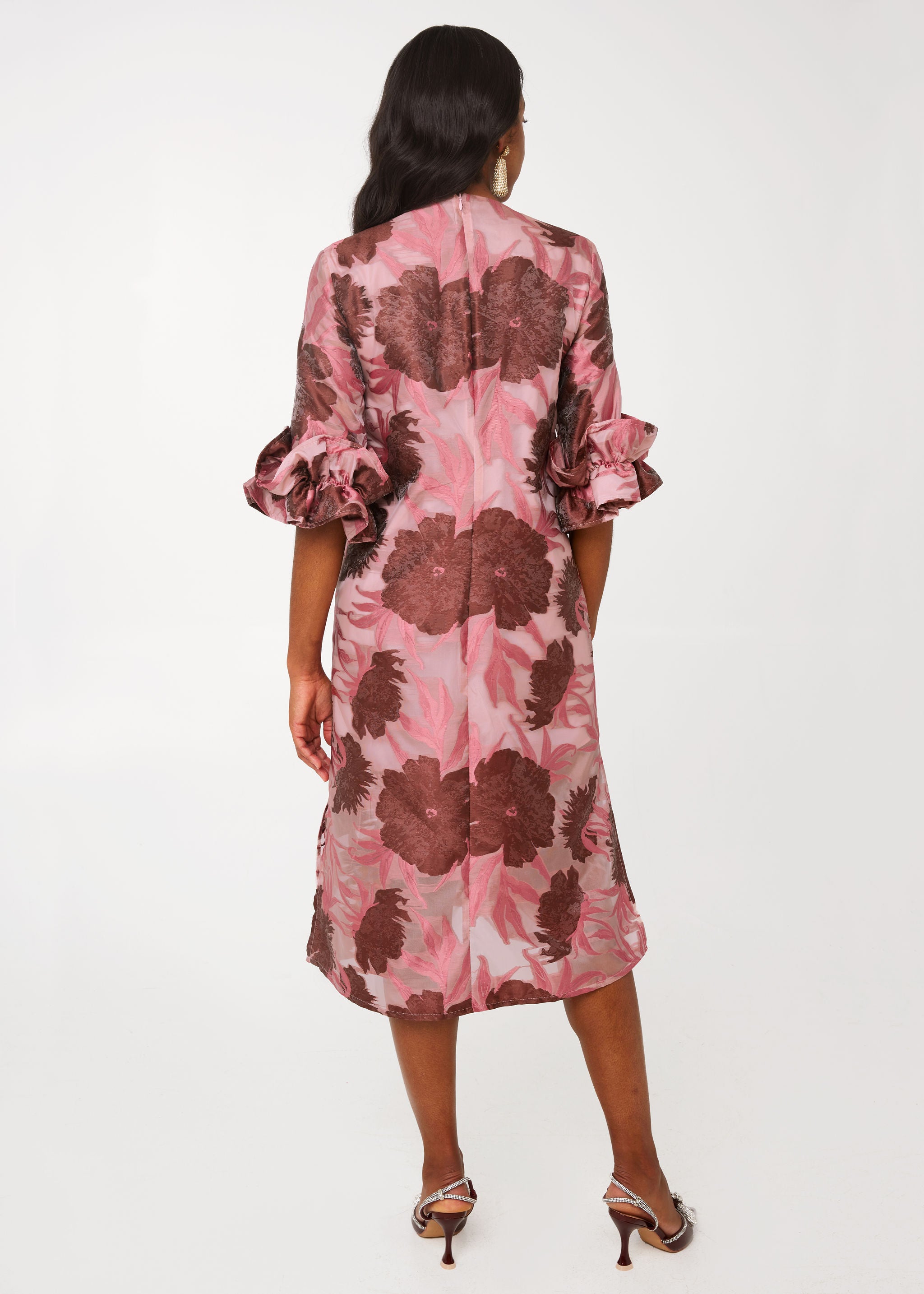 Bronwyn Dress Blush Pansy Vine Organza