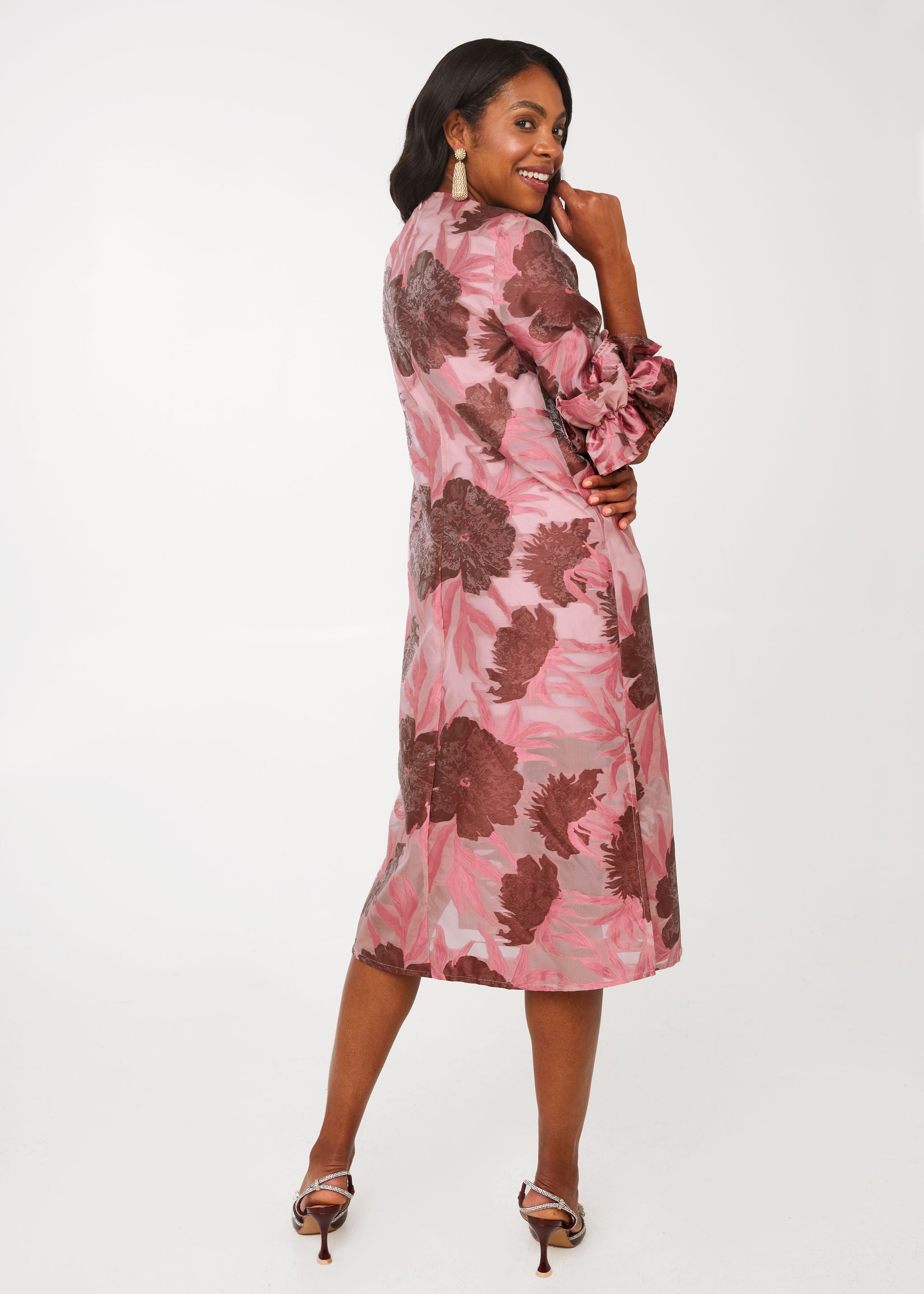 Bronwyn Dress Blush Pansy Vine Organza