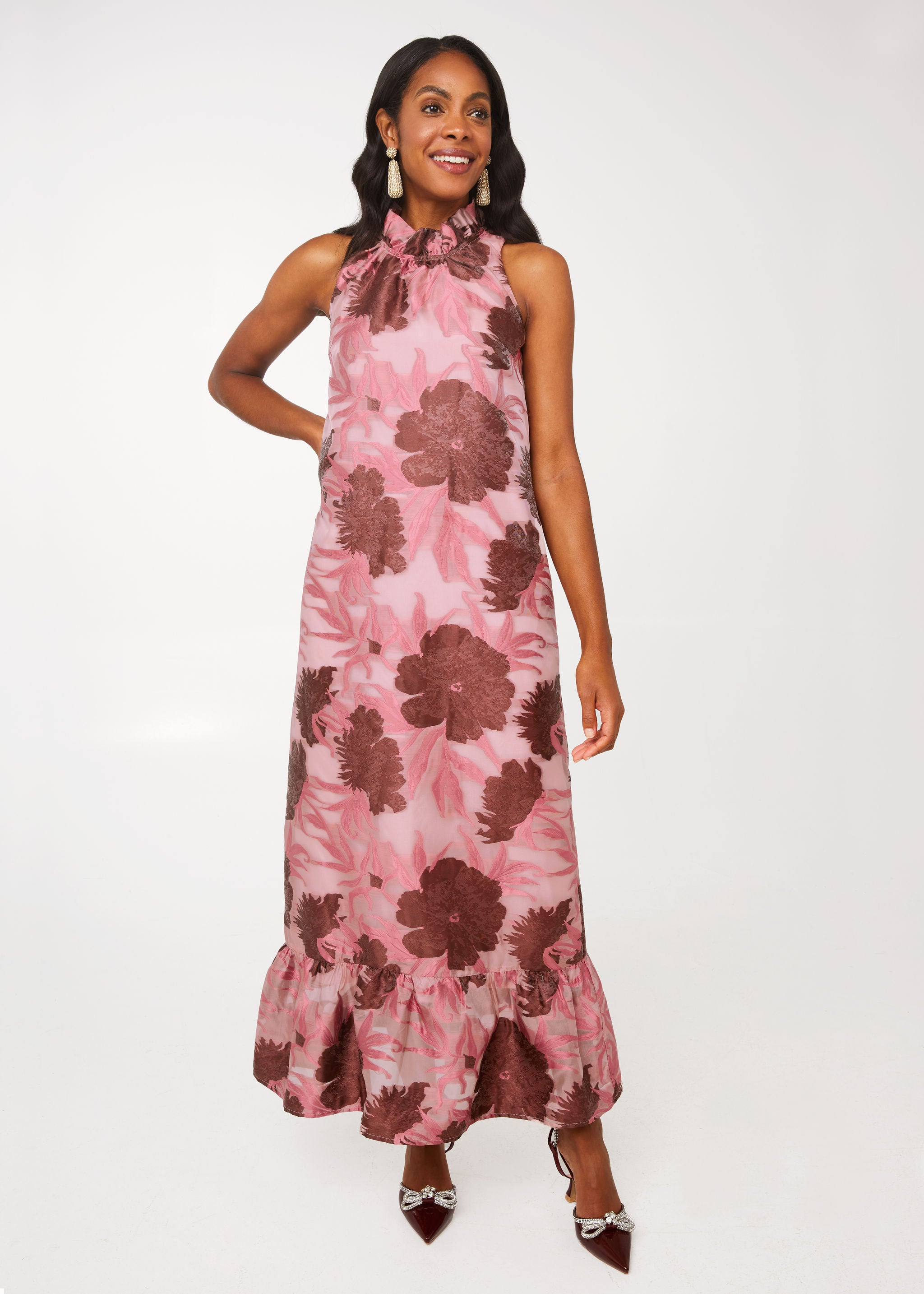 Camille Gown Blush Pansy Vine Organza