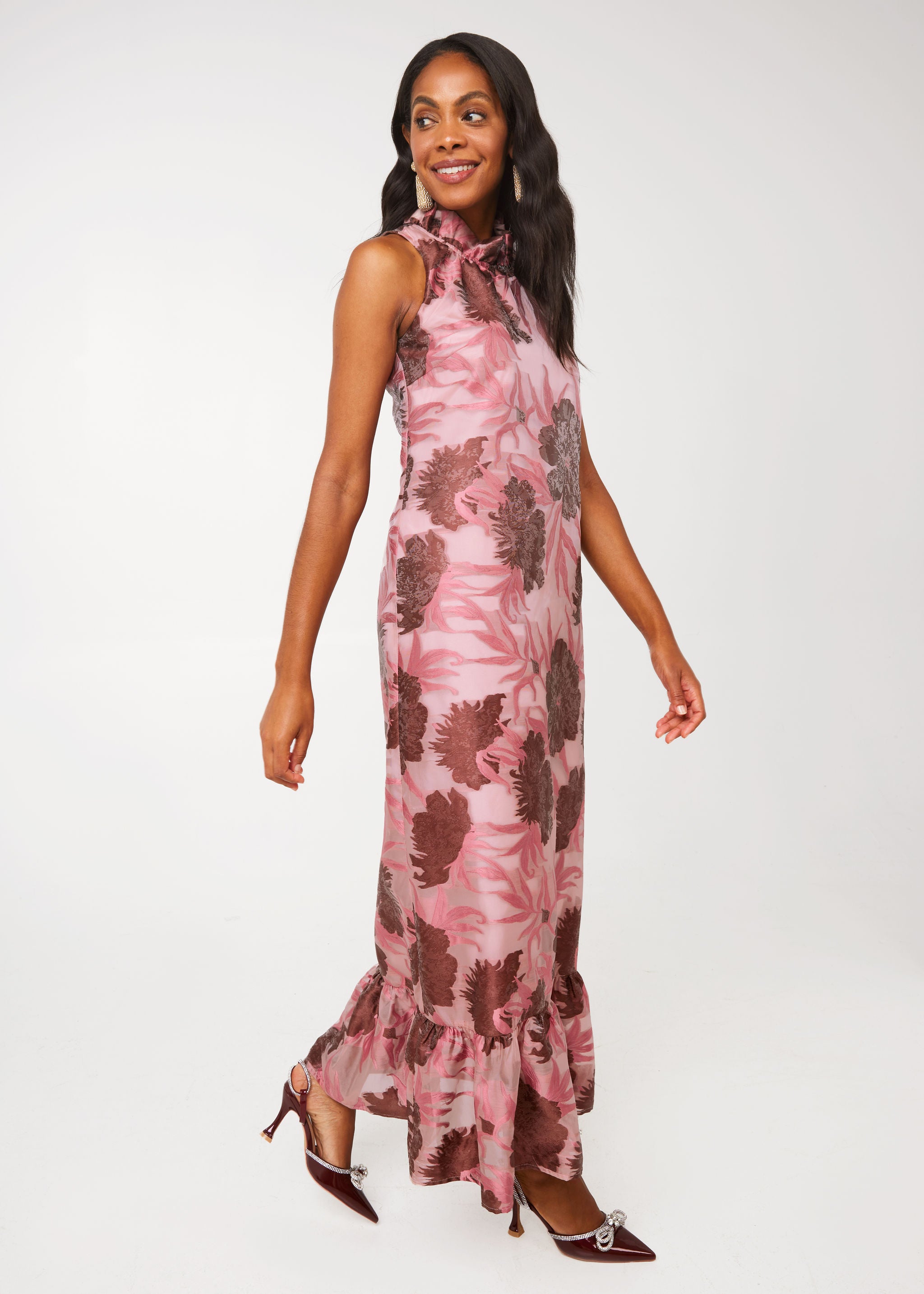 Camille Gown Blush Pansy Vine Organza