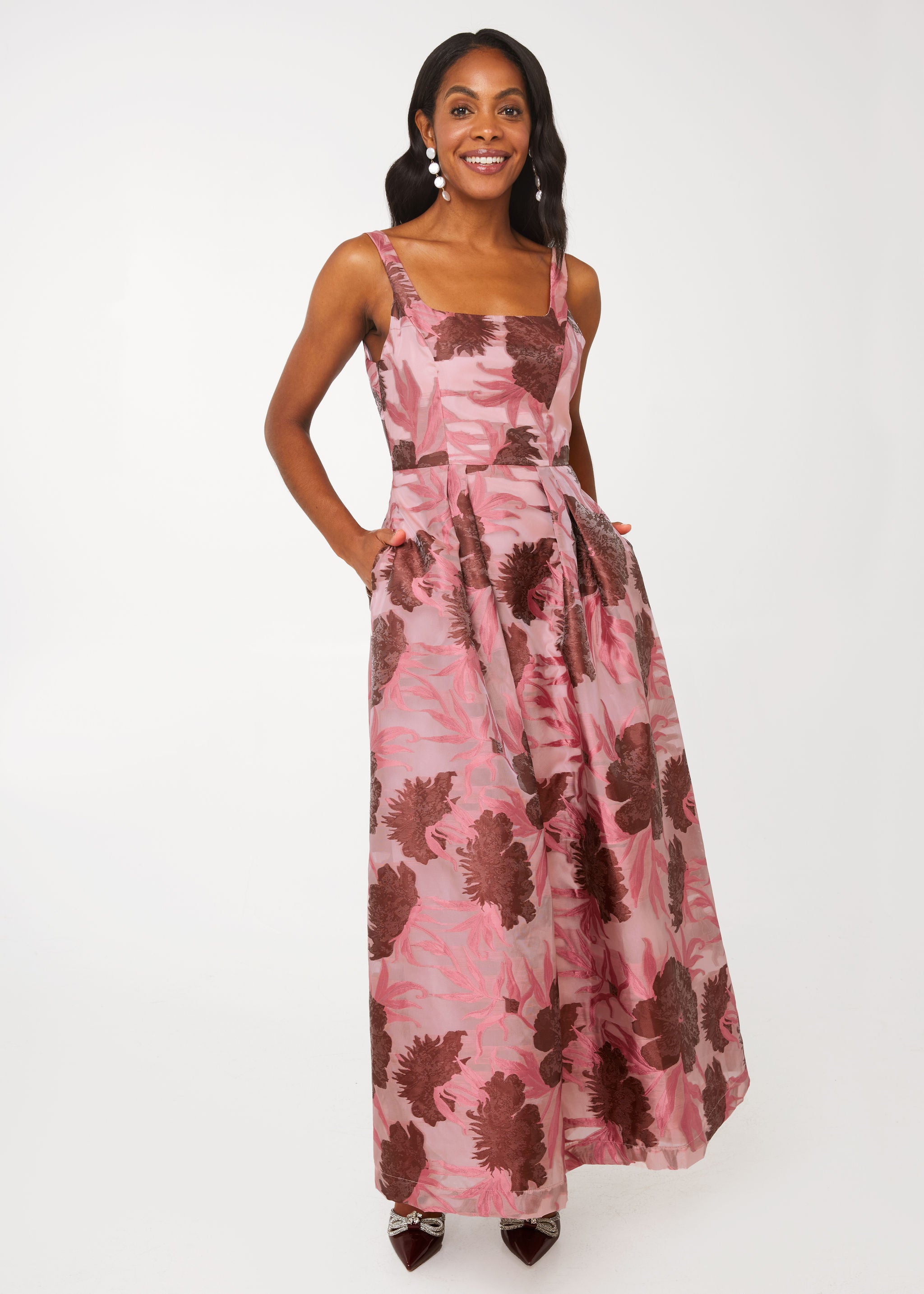 Victoria Gown Blush Pansy Vine Organza