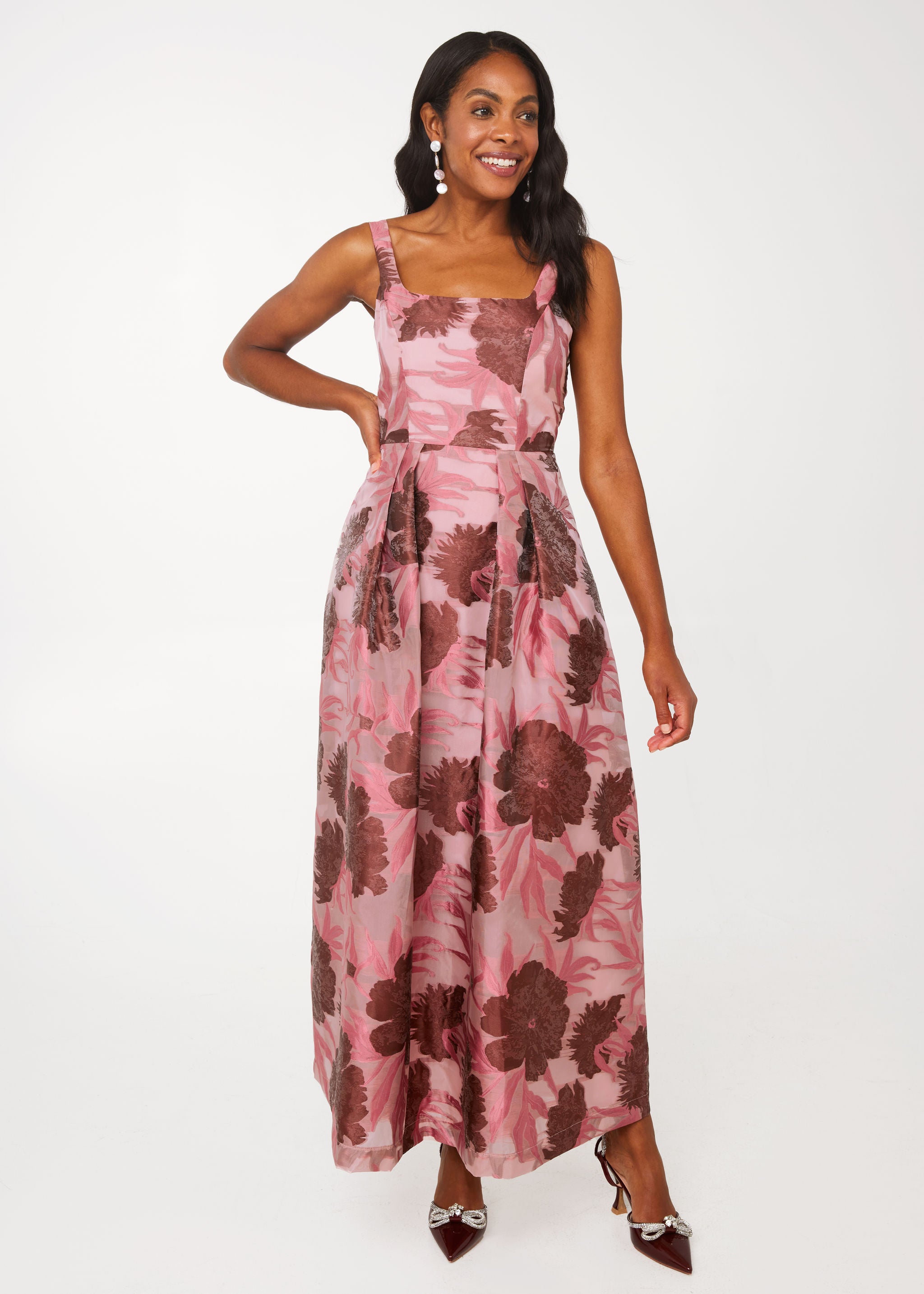 Victoria Gown Blush Pansy Vine Organza