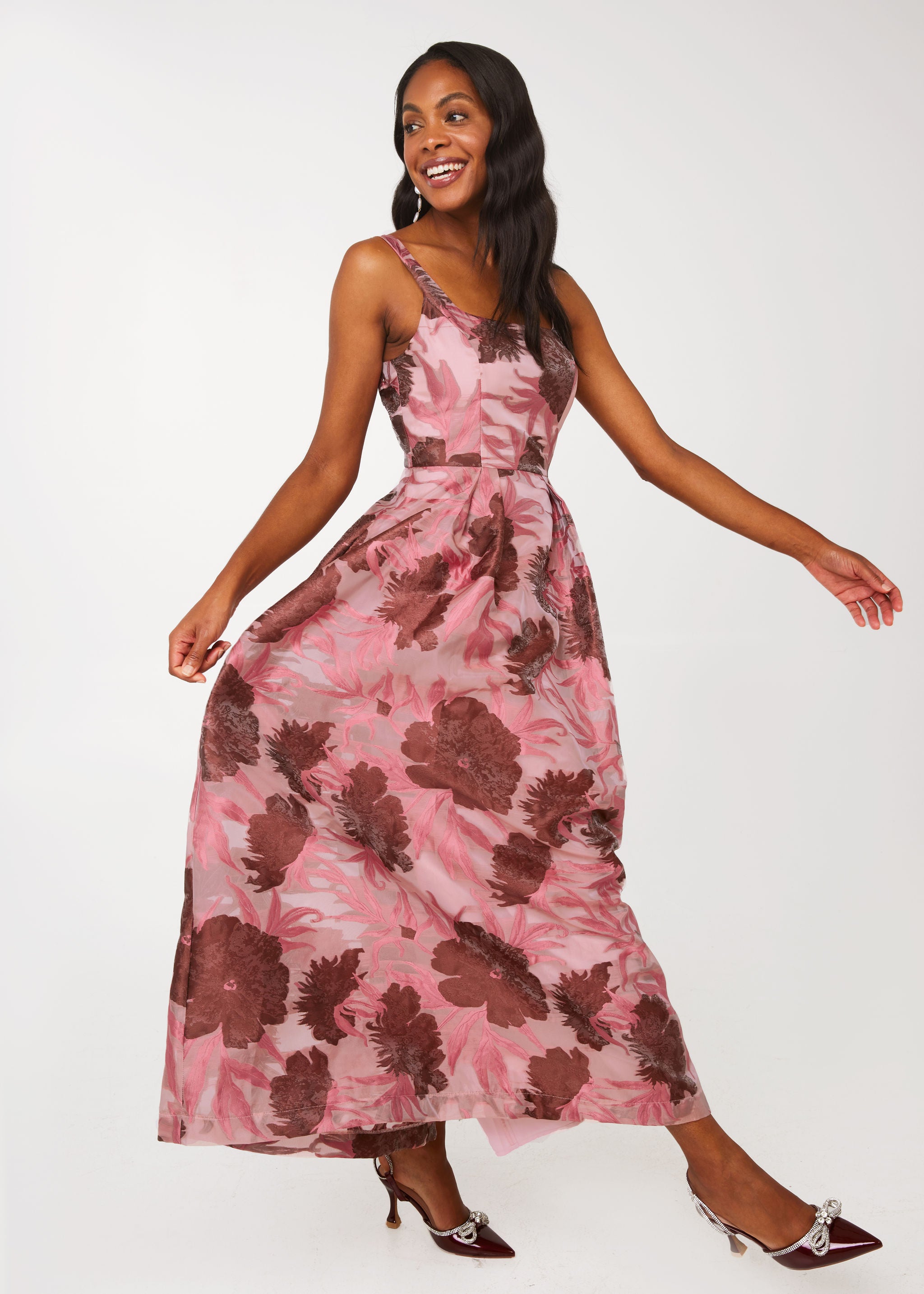 Victoria Gown Blush Pansy Vine Organza