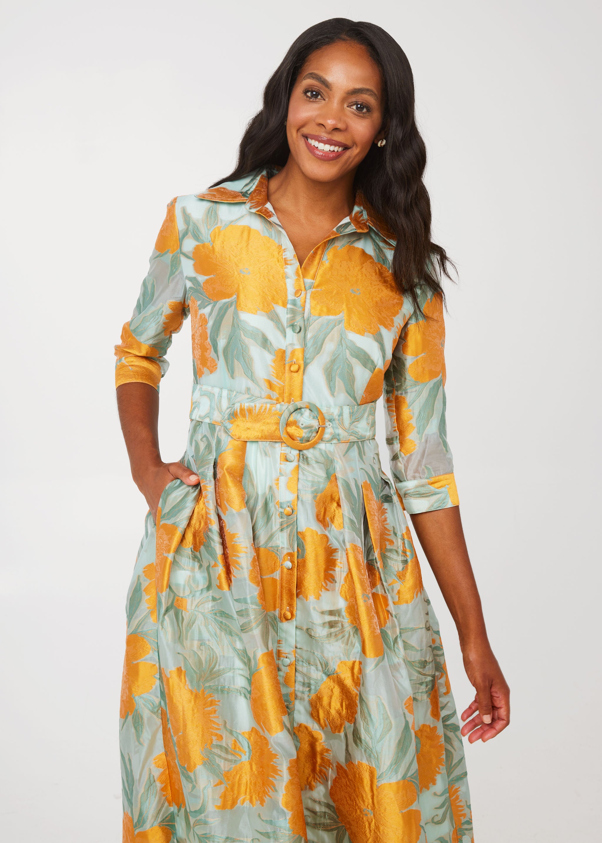 Cecilia Gown Mint Pansy Vine Organza