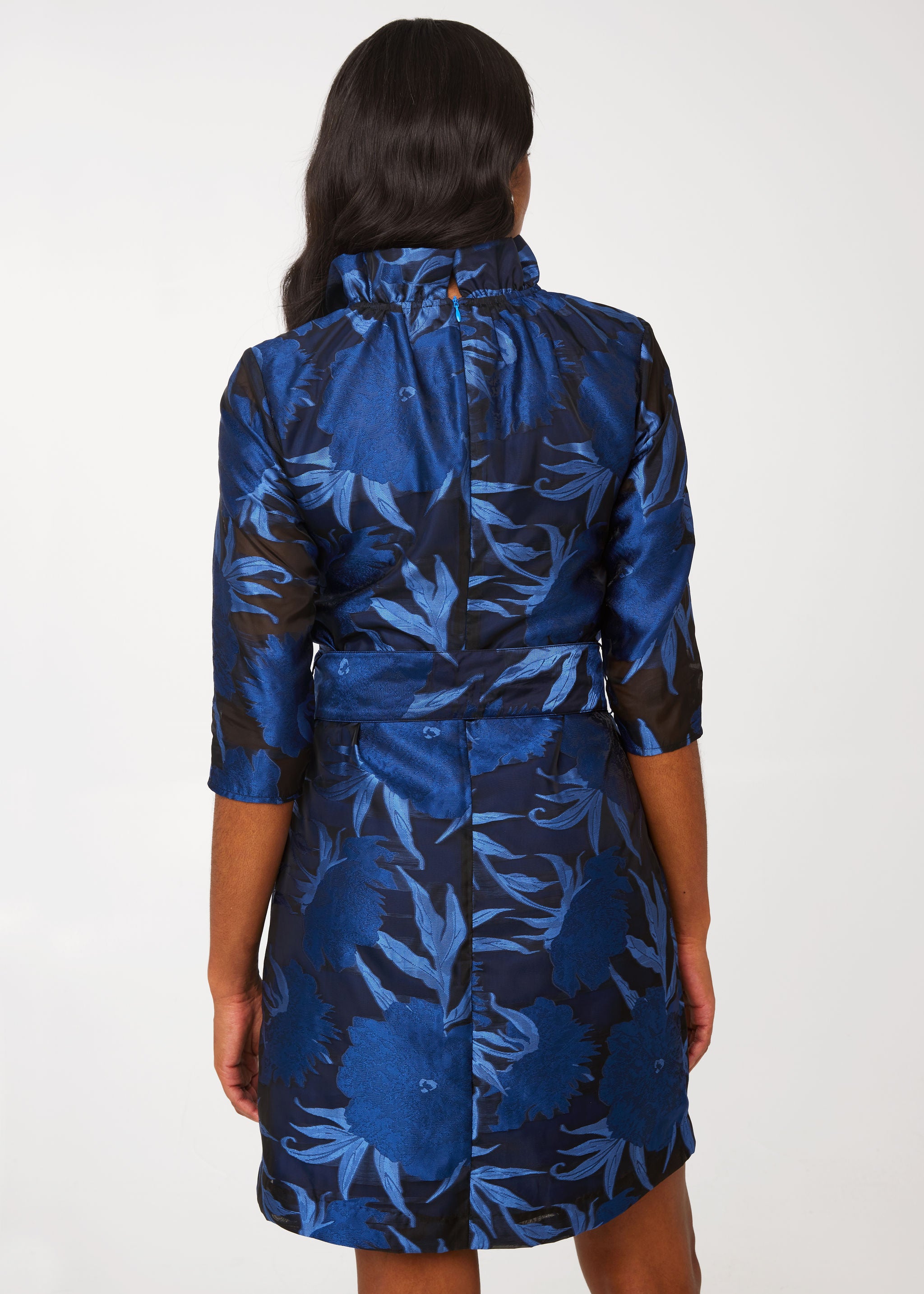 Claudine Dress Royal Blue Pansy Vine Organza