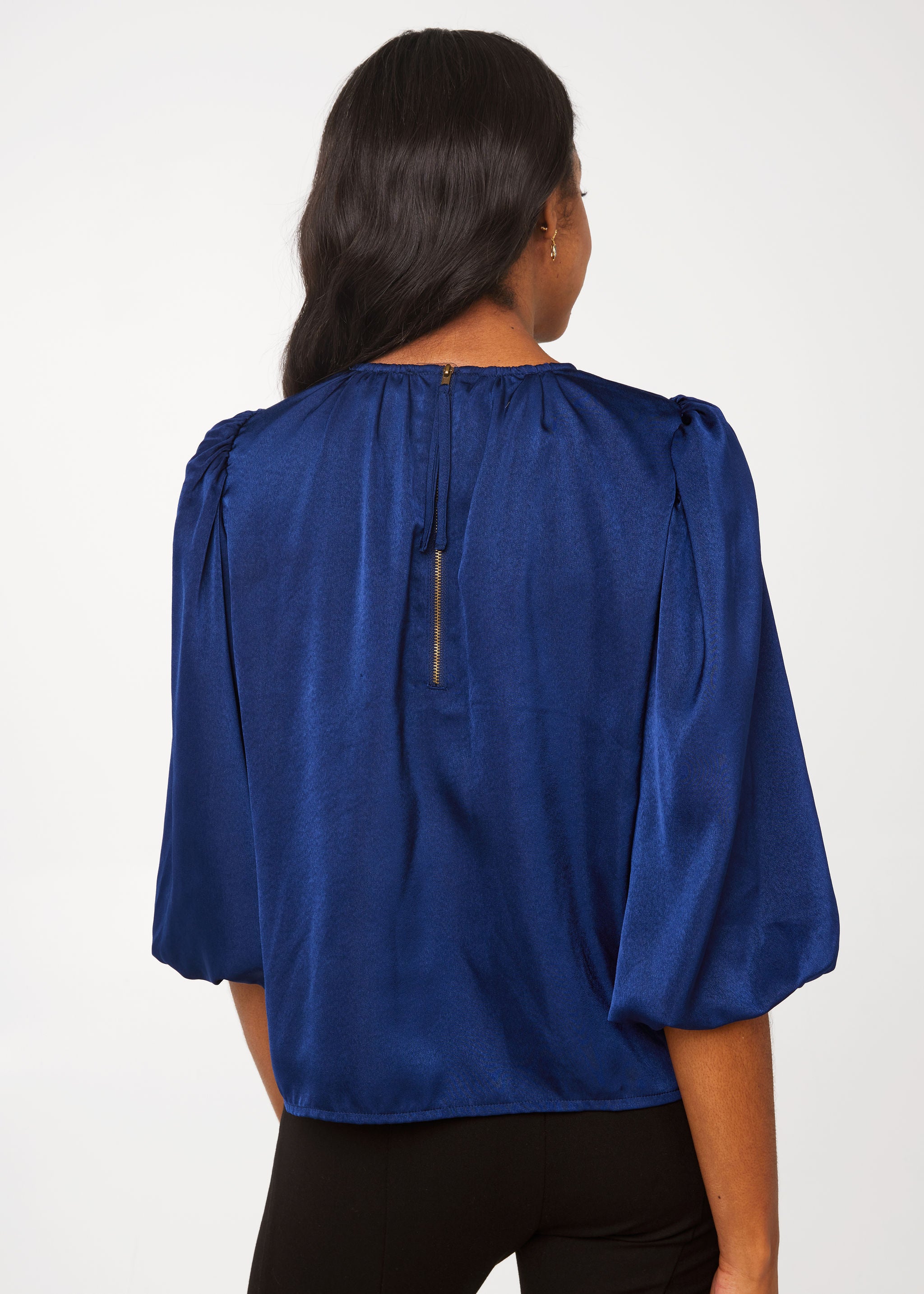 Hadley Top Navy Satin
